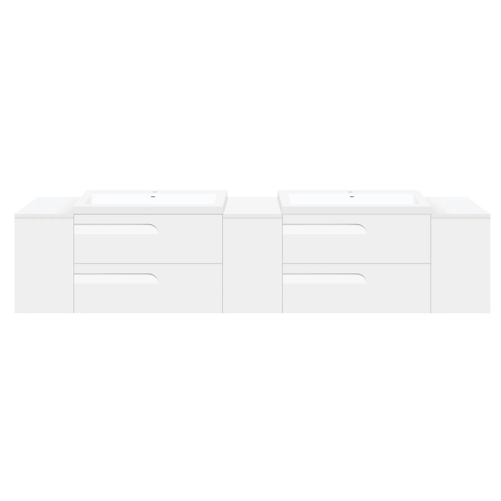 108" Freestanding Vanity Set in White Gloss with Two Square Sinks (LV7-C21W-108W) Style 7 - Image 2