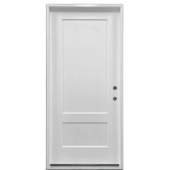 36 in. x 80 in. 2 Panel Shaker Fire Rated Unfinished White Prehung Fiberglass Exterior Door - Image 3