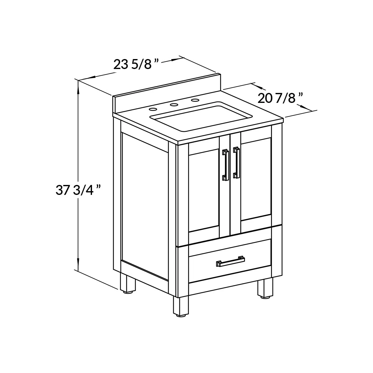 24" Freestanding Single Bathroom Vanity in Oak with Quartz Stone Countertop - Image 5