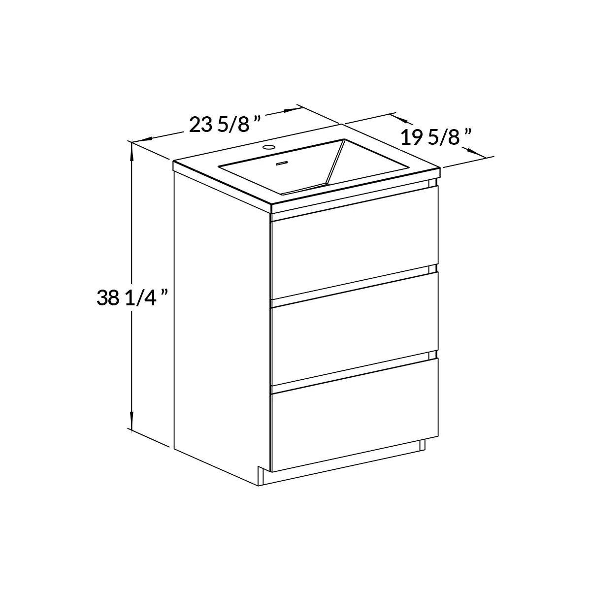 24" Freestanding Single Bathroom Vanity in Oak with Black Quartz Integrated Sink - Image 5