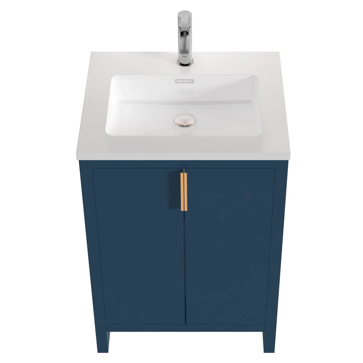 24" Freestanding Single Bathroom Vanity in Blue with White Quartz Integrated Sink LV14-24B - Image 3