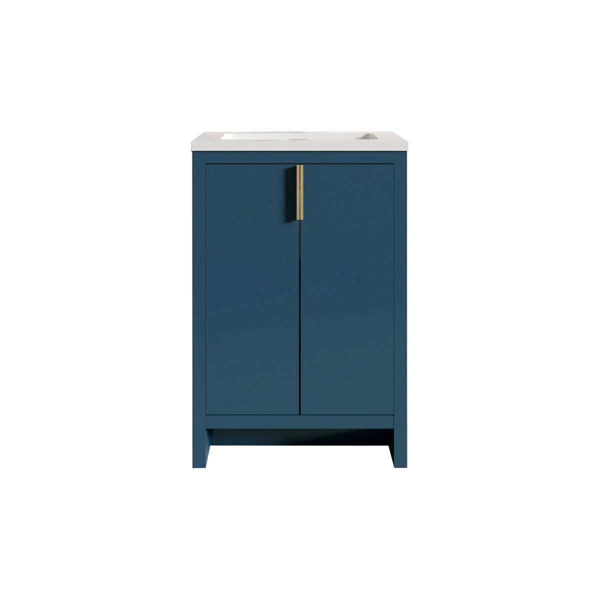 24" Freestanding Single Bathroom Vanity in Blue with White Quartz Integrated Sink LV14-24B - Image 4