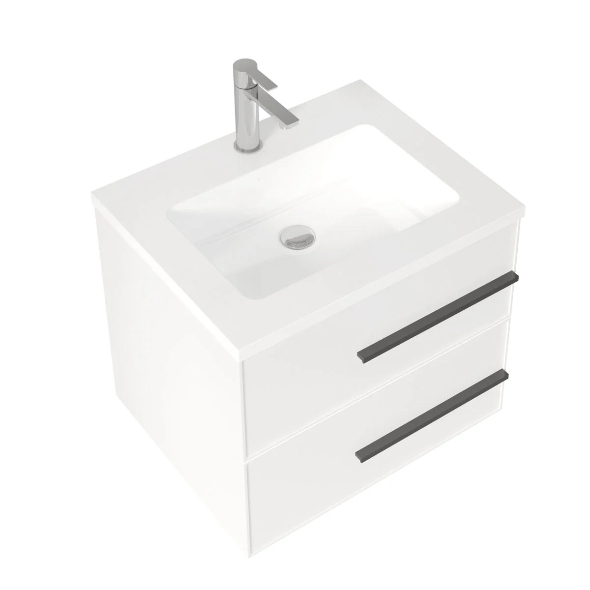 24" Wall Mount Single Bathroom Vanity in White Gloss with White Integrated Sink LV15W-24W - Image 5