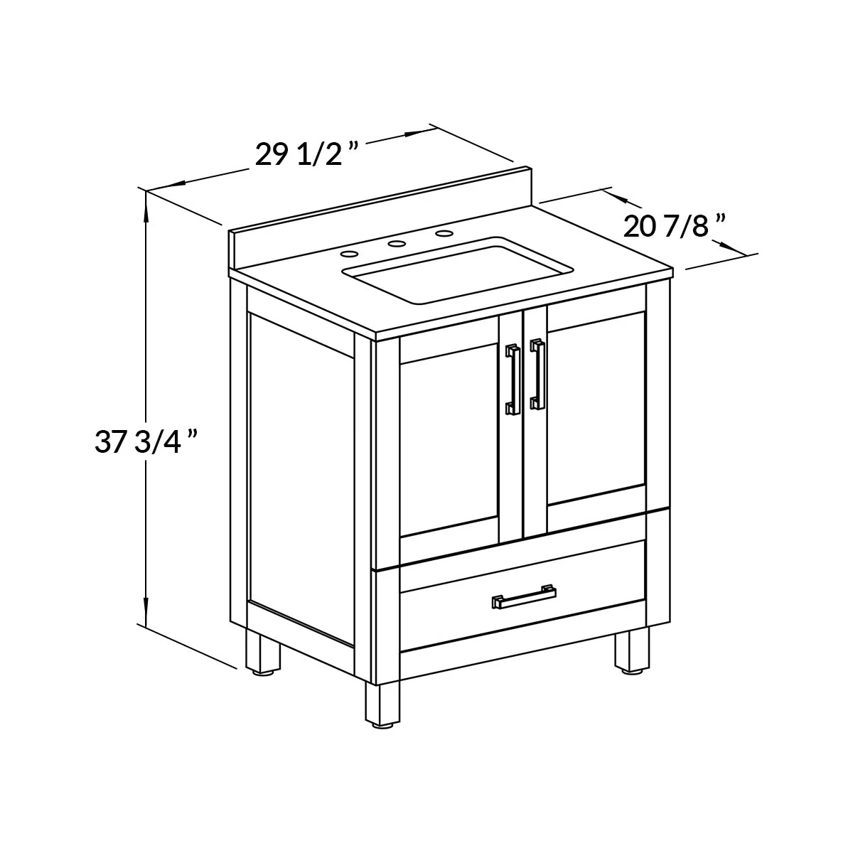 30" Freestanding Bathroom Black Vanity with Quartz Countertop - Image 5
