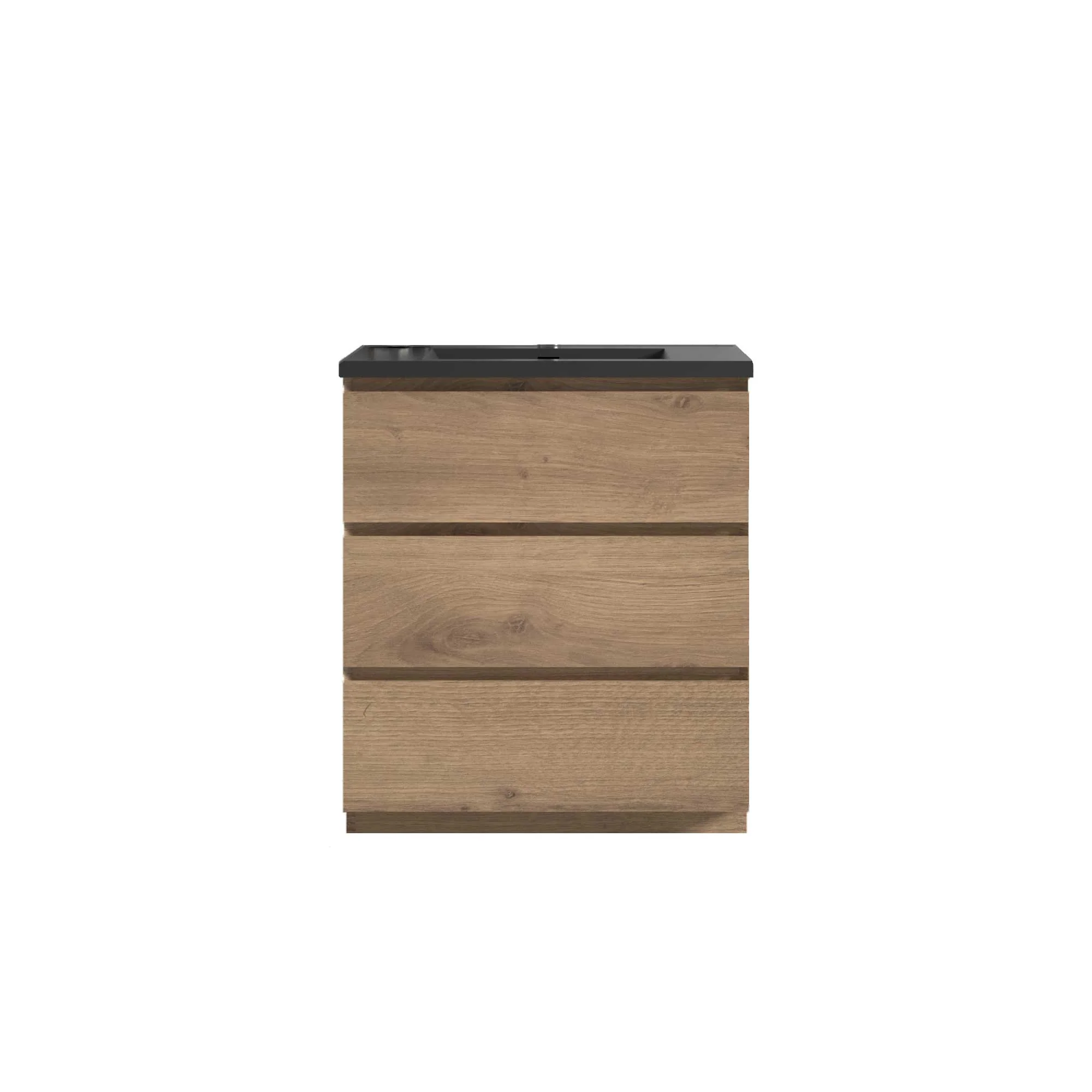 30" Freestanding Single Bathroom Vanity in Oak with Black Quartz Integrated Sink - Image 4