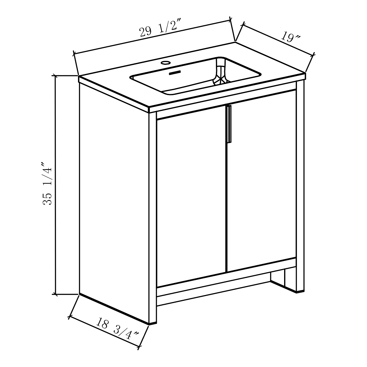 30" W Freestanding Single Bathroom Vanity in White Gloss with Quartz Integrated Sink LV14-30W - Image 6