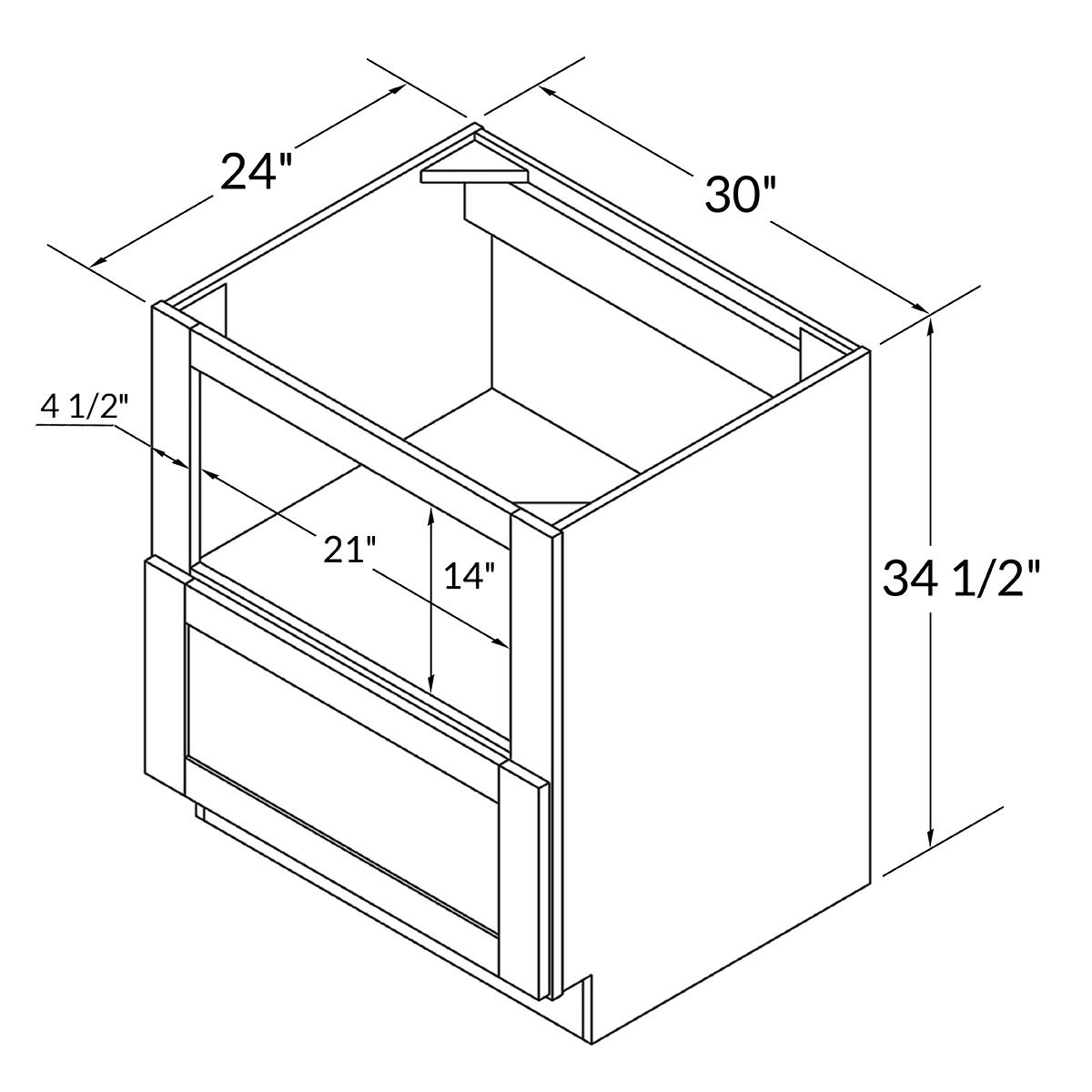 Base microwave cabinet with one drawer BMC30 Danbury Blue LessCare 30 in. width 34.5 in. height 24 in. depth