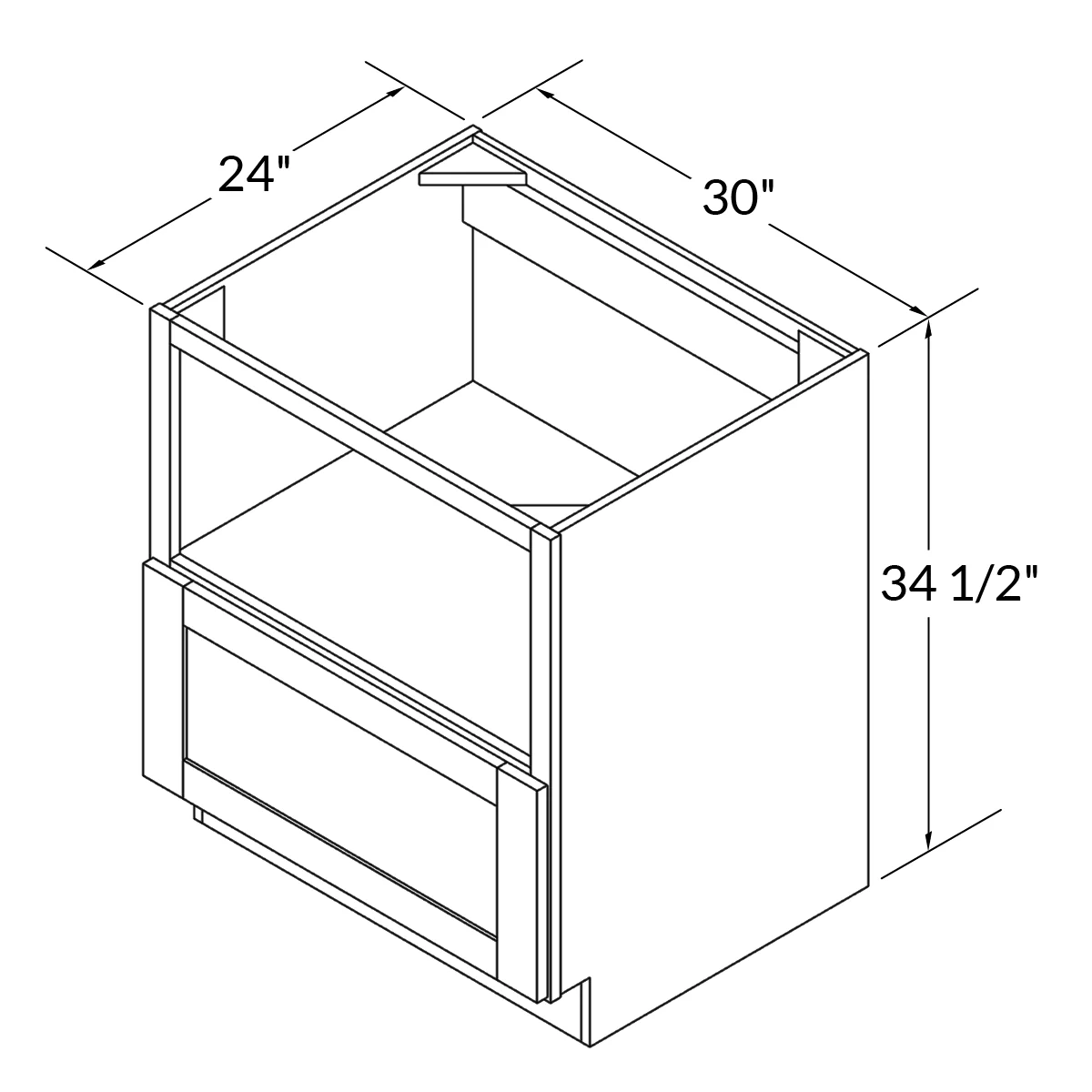 Base microwave cabinet with one drawer BMC30 Milan Pearl LessCare 30 in. width 34.5 in. height 24 in. depth