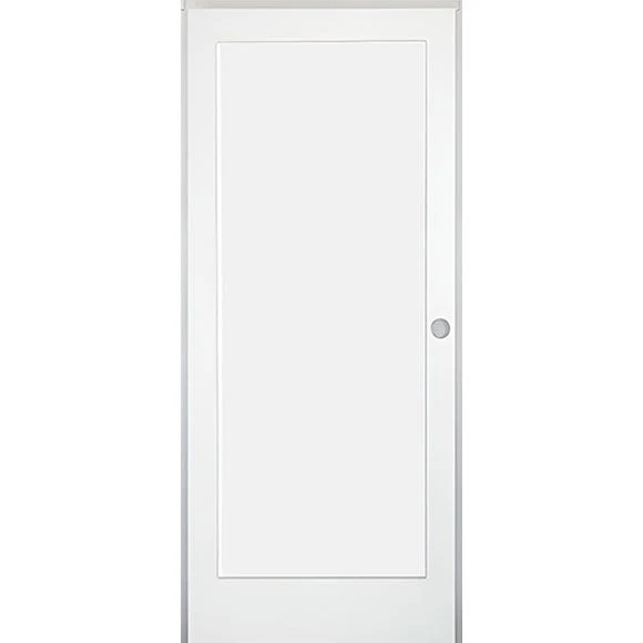 32 in. x 80 in. 1-Panel Shaker Solid Core Primed White MDF Prehung Interior Door with Black Hinges - Image 4