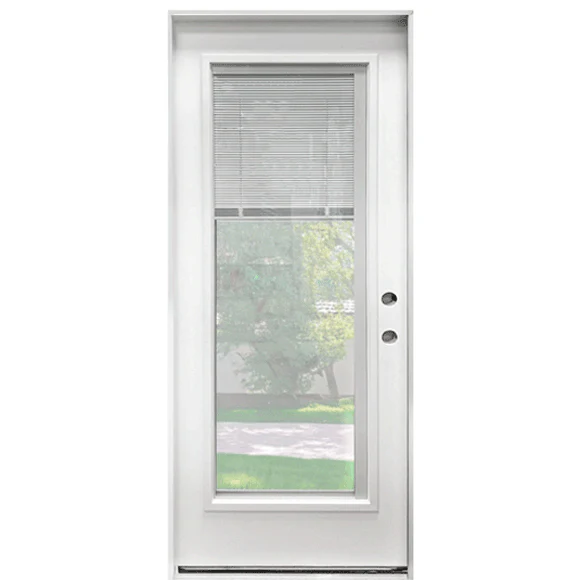 32 in. x 80 in. Clear Low-E Prehung Unfinished White Fiberglass Door with Blinds - Image 6