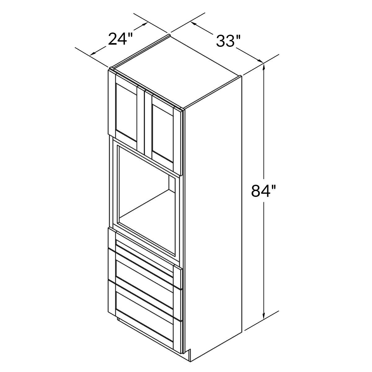 Oven Kitchen Cabinet OC3384 Milan Pearl LessCare 33 in. width 84 in. height 24 in. depth