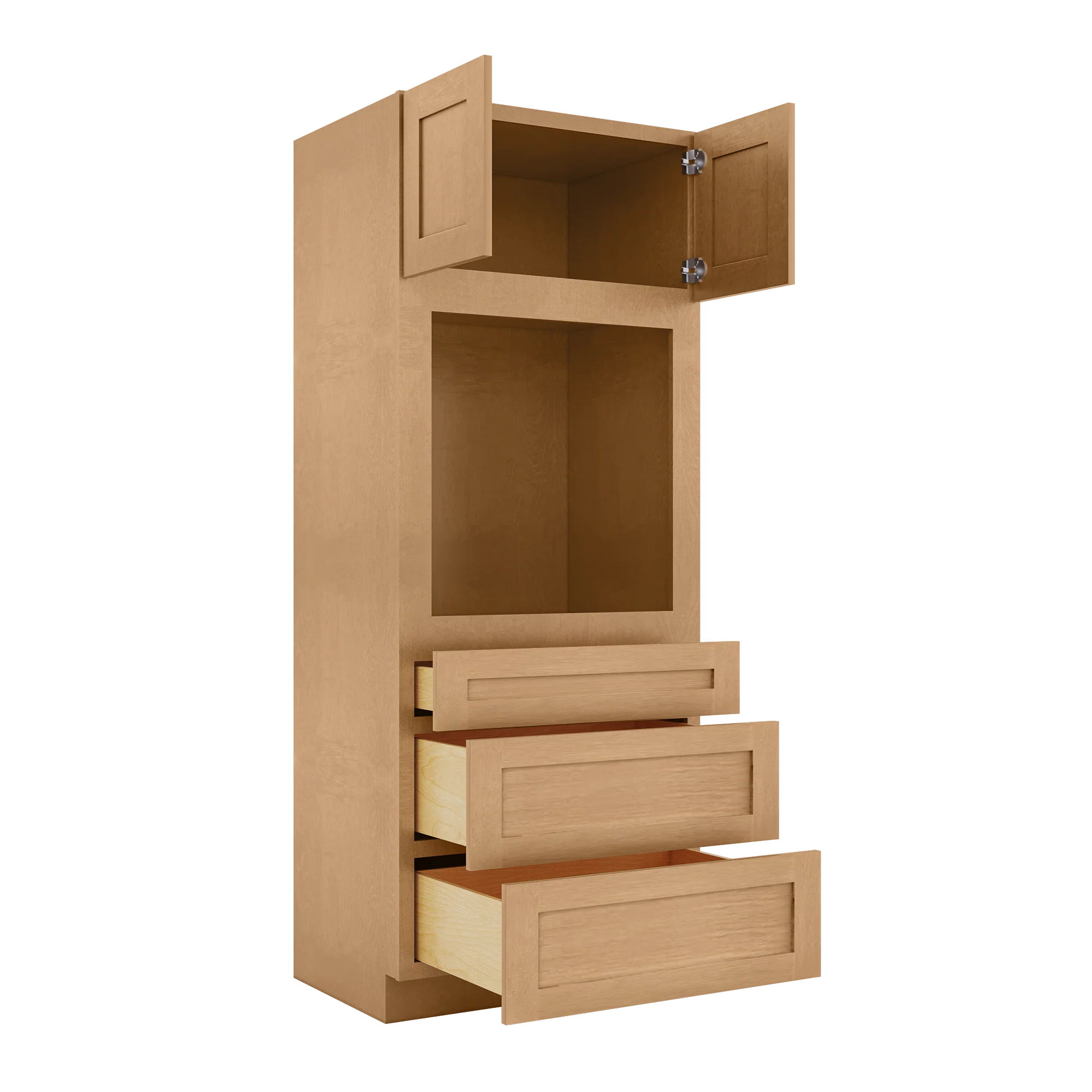 Oven Kitchen Cabinet OC3384 Shaker Toffee LessCare 33 in. width 84 in. height 24 in. depth - Image 4