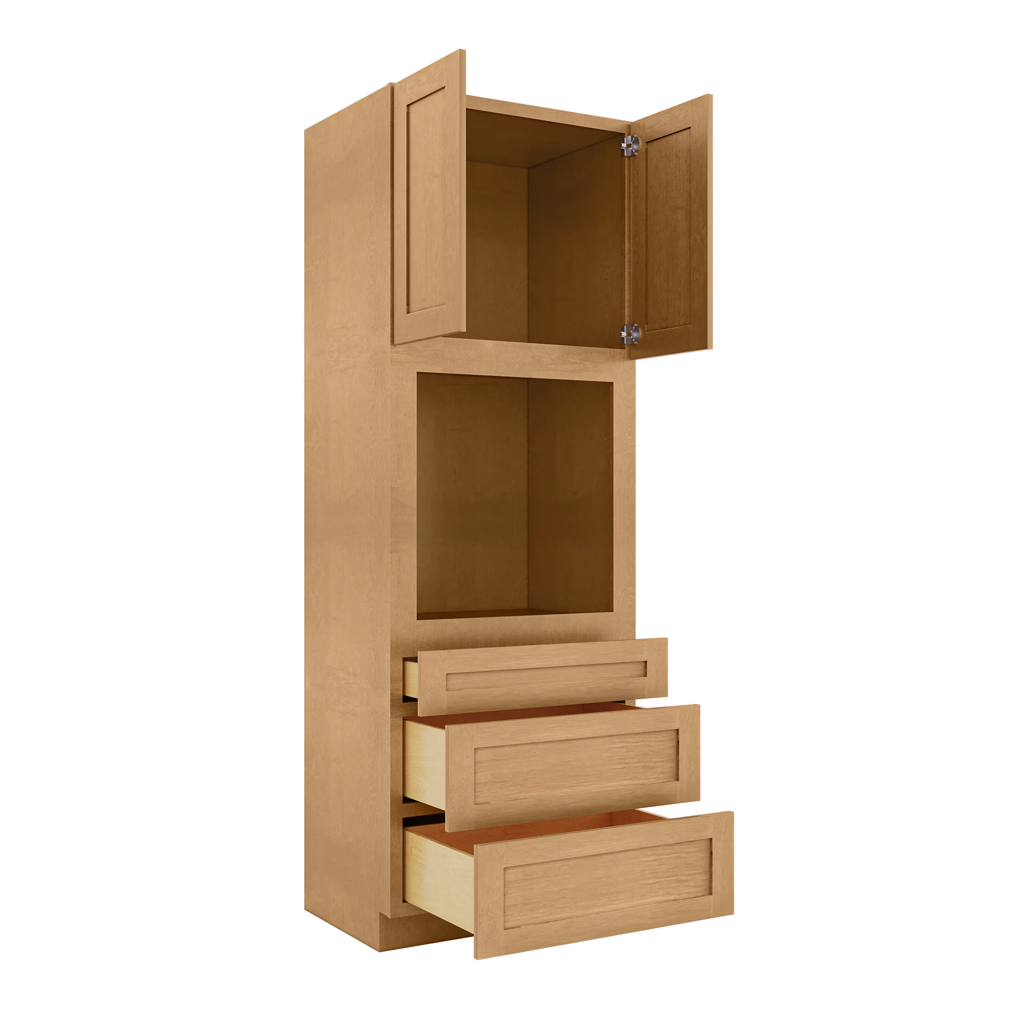 Oven Kitchen Cabinet OC3396 Shaker Toffee LessCare 33 in. width 96 in. height 24 in. depth - Image 4
