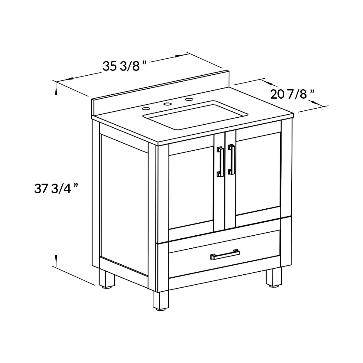 36" Freestanding Single Bathroom Vanity in Black with Quartz Stone Countertop - Image 5