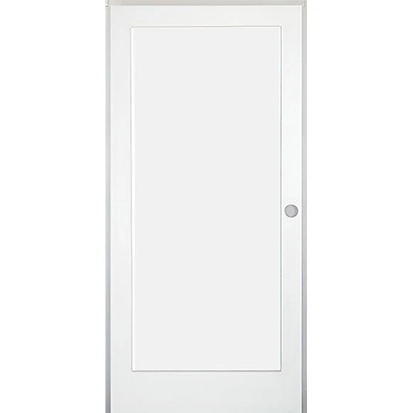 36 in. x 80 in. 1-Panel Shaker Solid Core Primed White MDF Prehung Interior Door with Black Hinges - Image 4