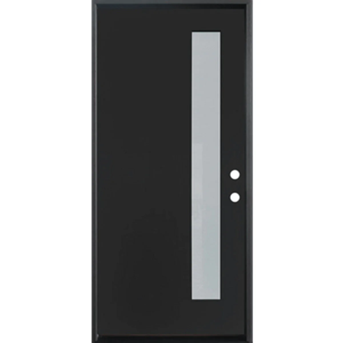 36 in. x 96 in. 1-Lite Acid Etch Prehung Fiberglass Exterior Door with Brickmold Painted Black - Image 3