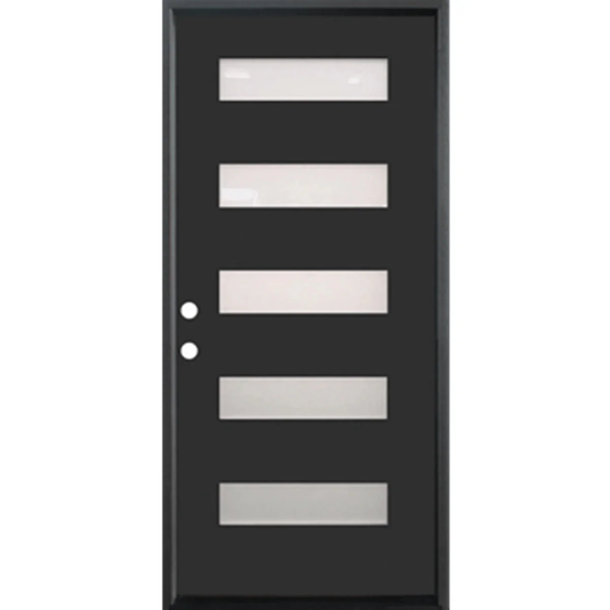 36 in. x 96 in. 5-Lite Acid Etch Prehung Fiberglass Exterior Door with Brickmold Painted Black - Image 3