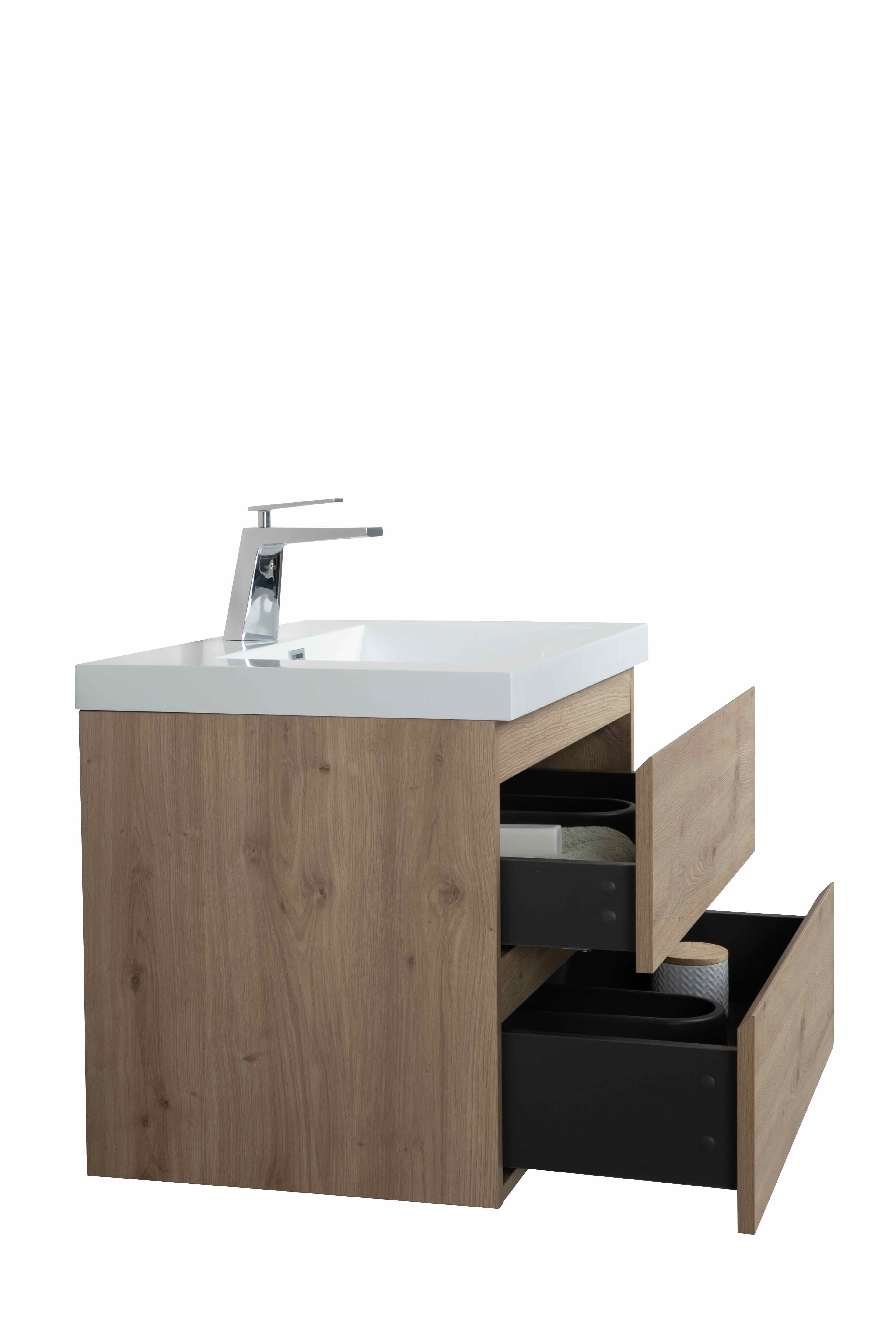 36" Wall Mount Single Bathroom Vanity in Oak with White Integrated Sink LV13-36 - Image 4