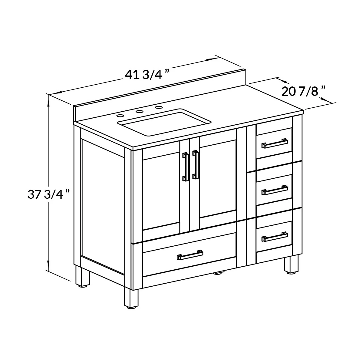 42" Freestanding Single Bathroom Vanity in Oak with Quartz Stone Countertop - Image 5