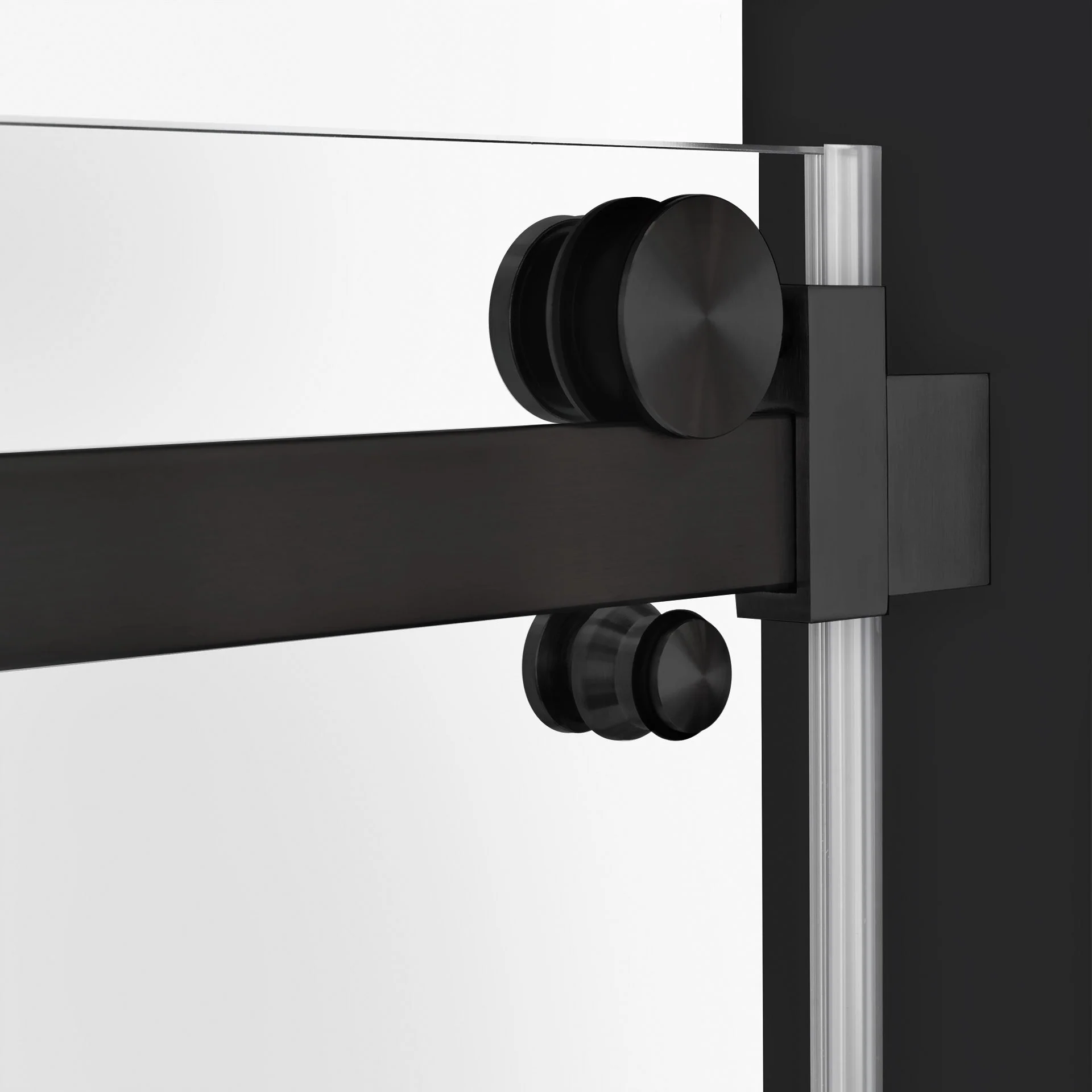 44-48 W x 76 H  Sliding Shower Semi-Frameless Door ULTRA-B with Clear Glass in Matte Black - Image 4