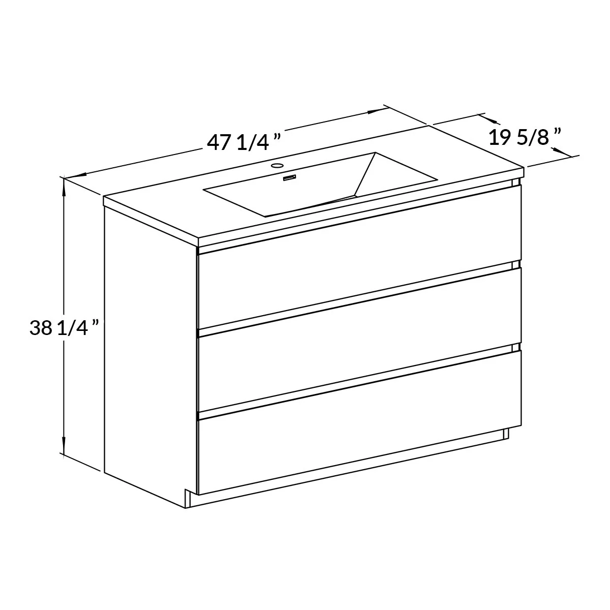 48" Freestanding Single Bathroom Vanity in Oak with Black Quartz Integrated Sink - Image 5