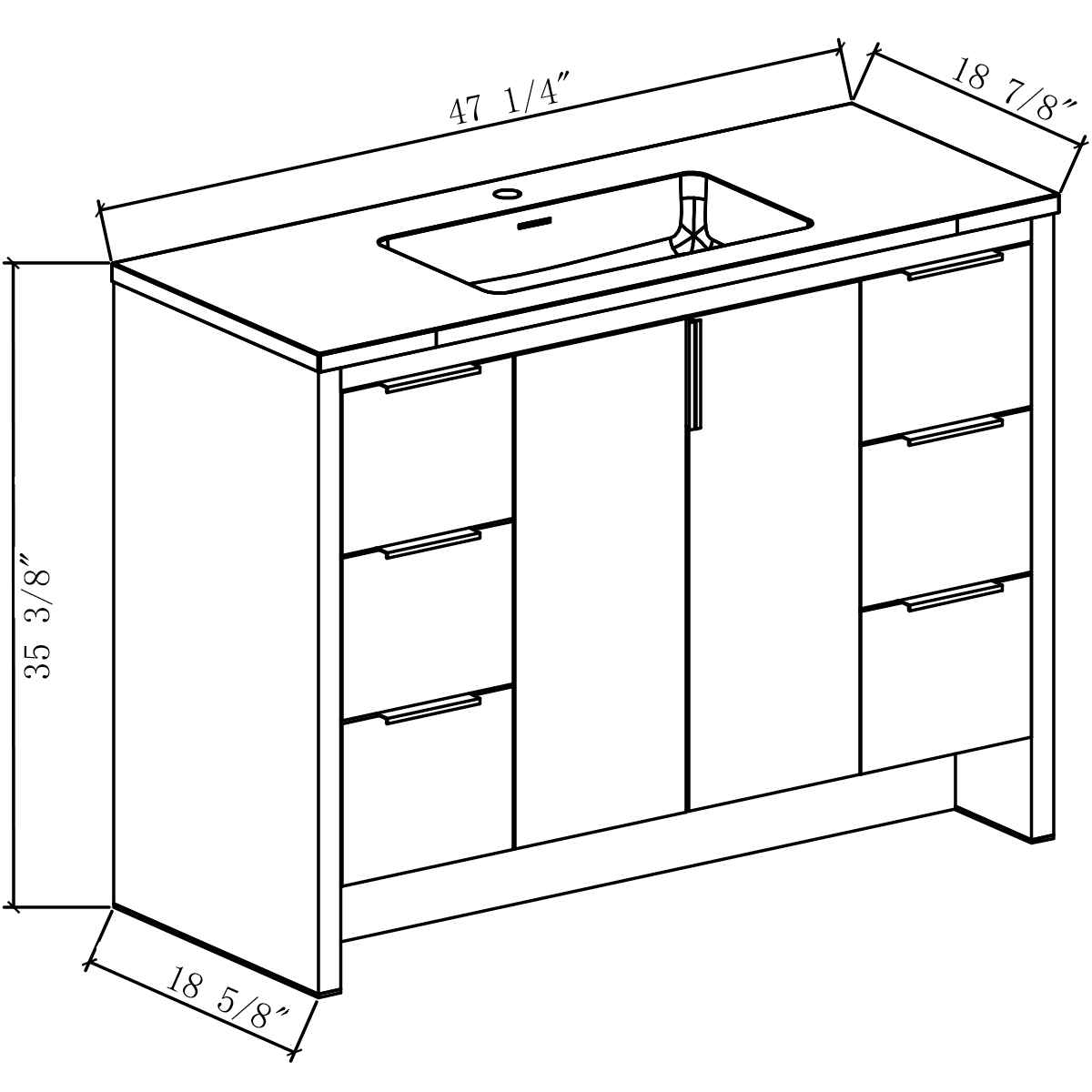 48" W Freestanding Single Bathroom Vanity in White Gloss with Quartz Integrated Sink LV14-48W - Image 5
