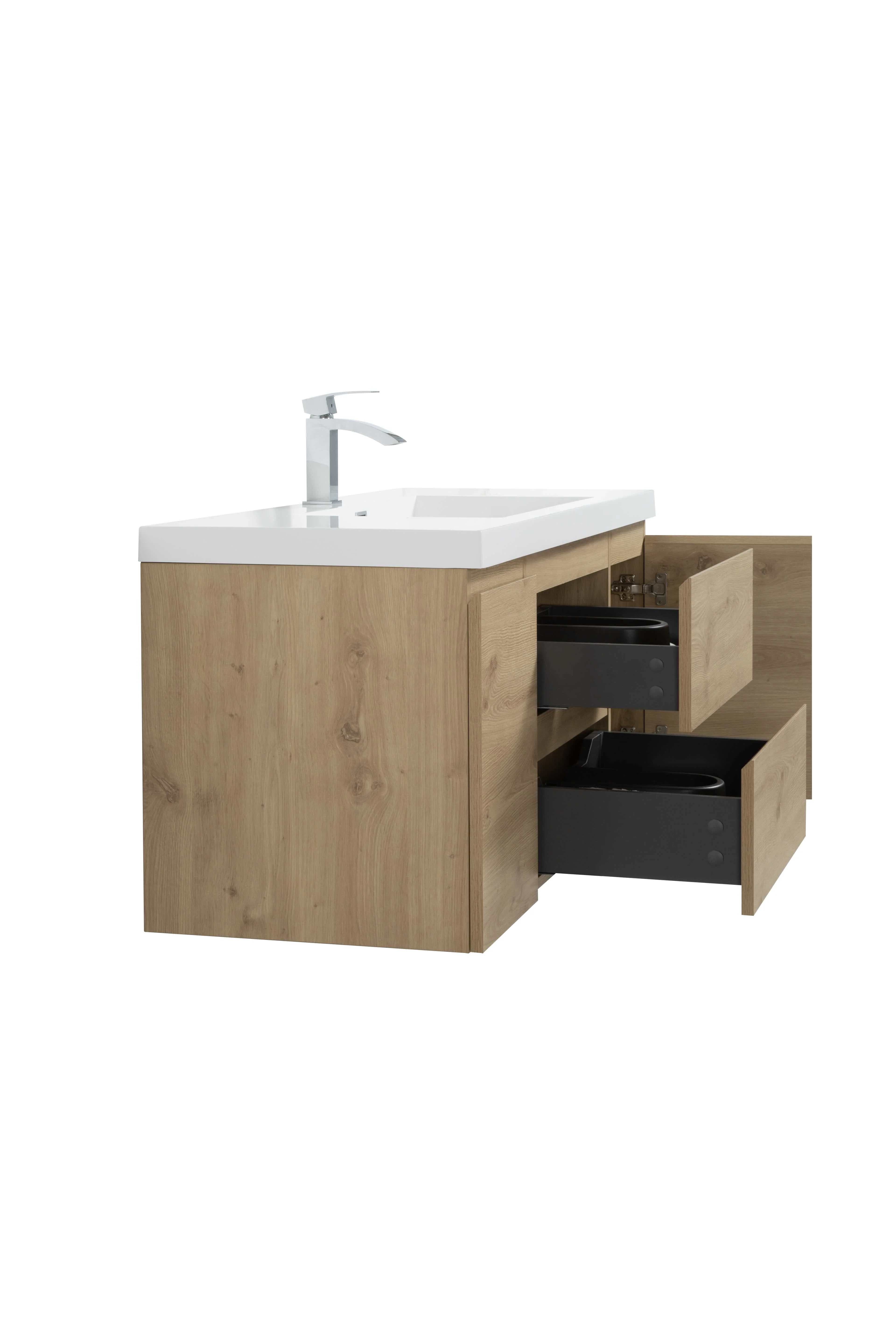 48" Wall Mount Single Bathroom Vanity in Oak with White Integrated Sink LV13-48 - Image 4