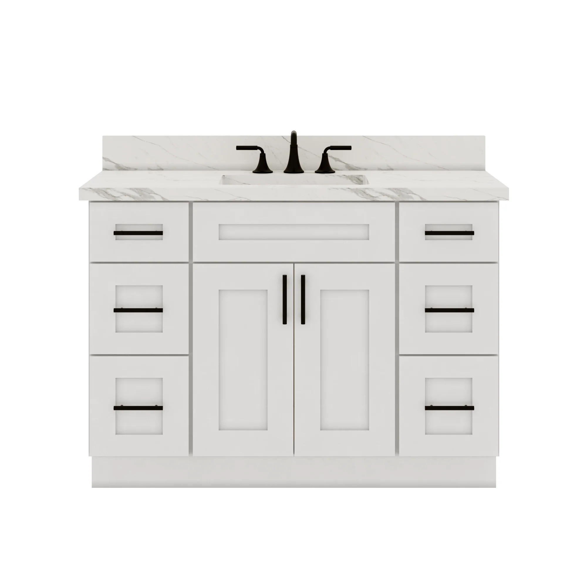 48"W x 21"D x 34.5"H Vanity Sink Base Cabinet With Drawer - Alpina White