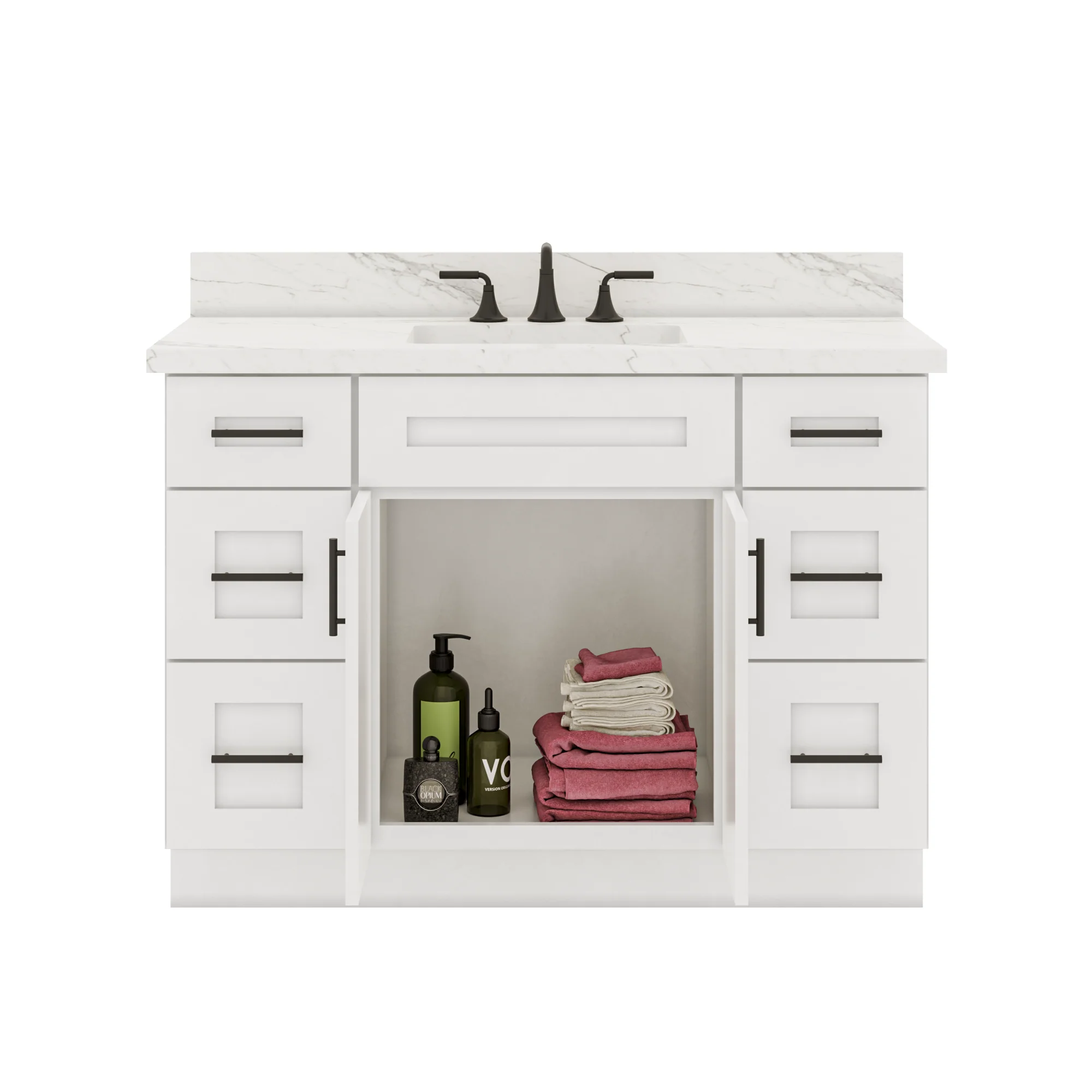 48"W x 21"D x 34.5"H Vanity Sink Base Cabinet With Drawer - Alpina White - Image 3