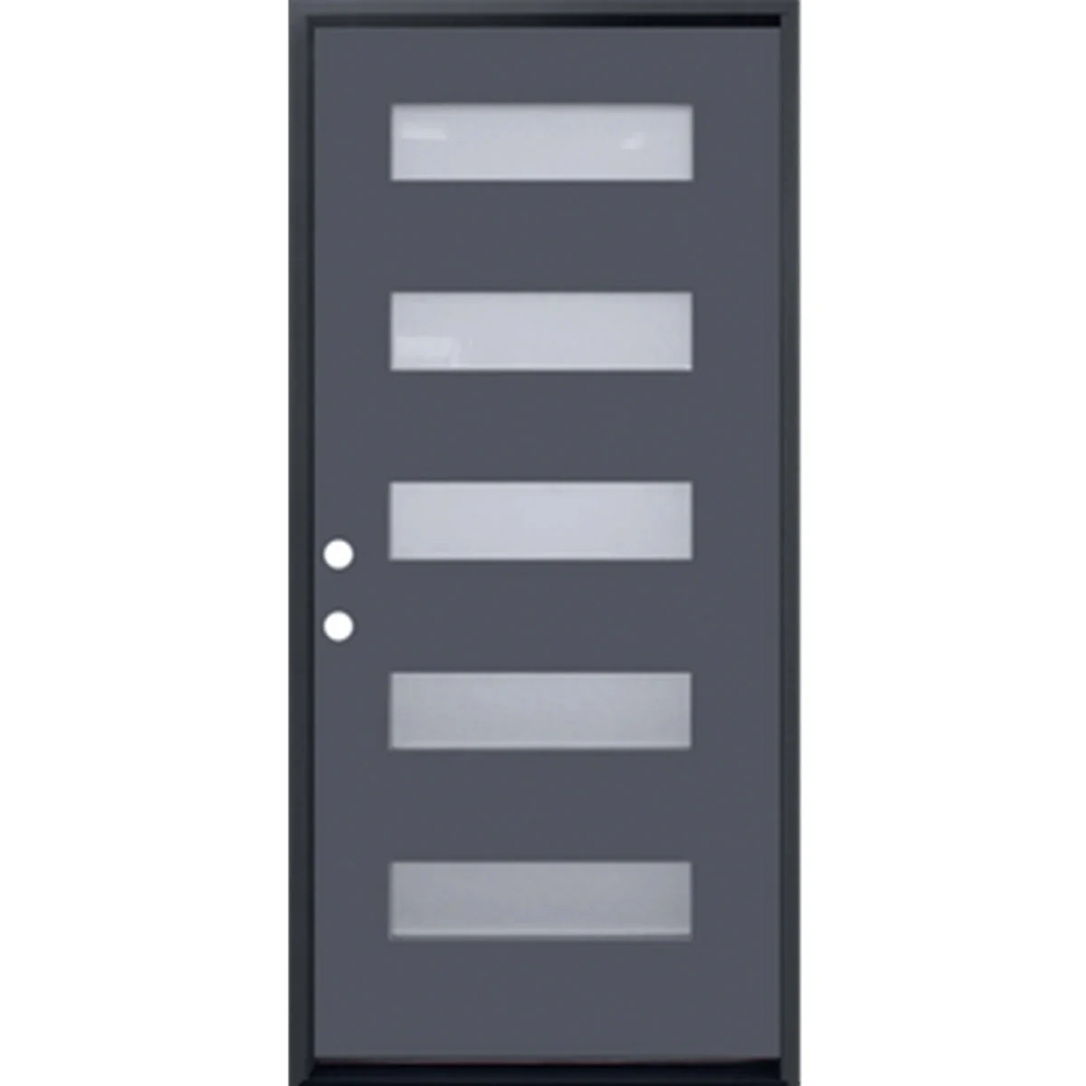 36 in. x 80 in. 5-Lite Shaker, Acid Etch Painted Gray Prehung Fiberglass Exterior Door with Brickmold - Image 3