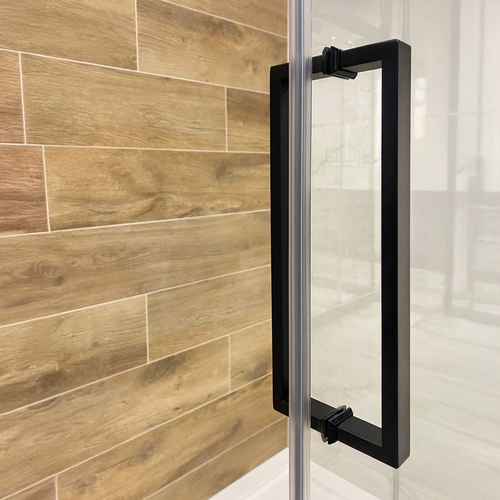56-60 W x 76 H  Sliding Shower Semi-Frameless Door ULTRA-B with Clear Glass in Matte Black - Image 6