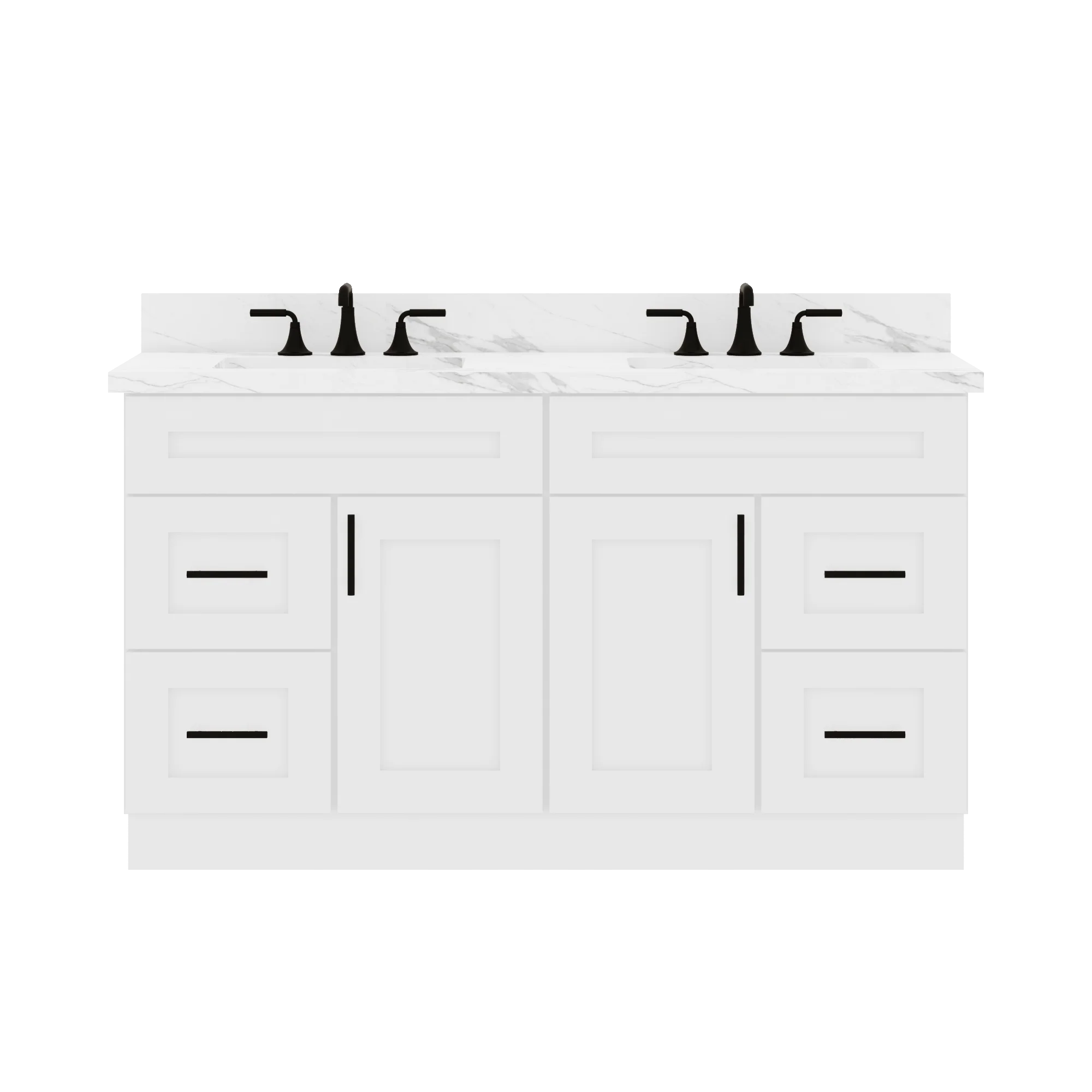 60"W x 21"D x 34.5"H Combo Double Vanity - Alpina White