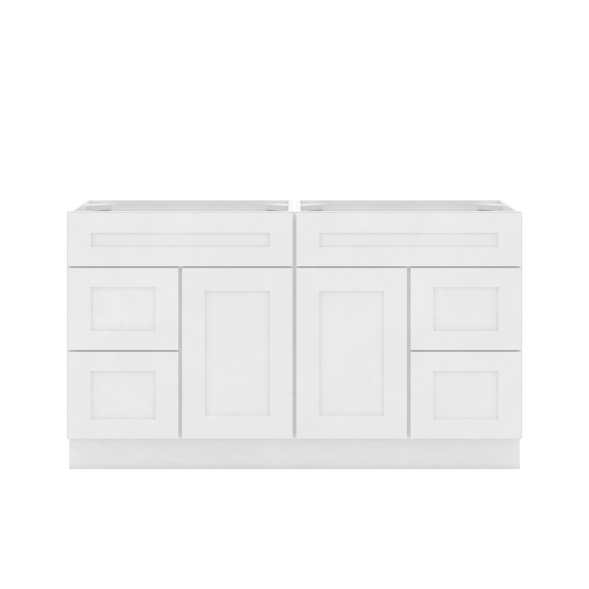 60"W x 21"D x 34.5"H Combo Double Vanity - Alpina White - Image 2