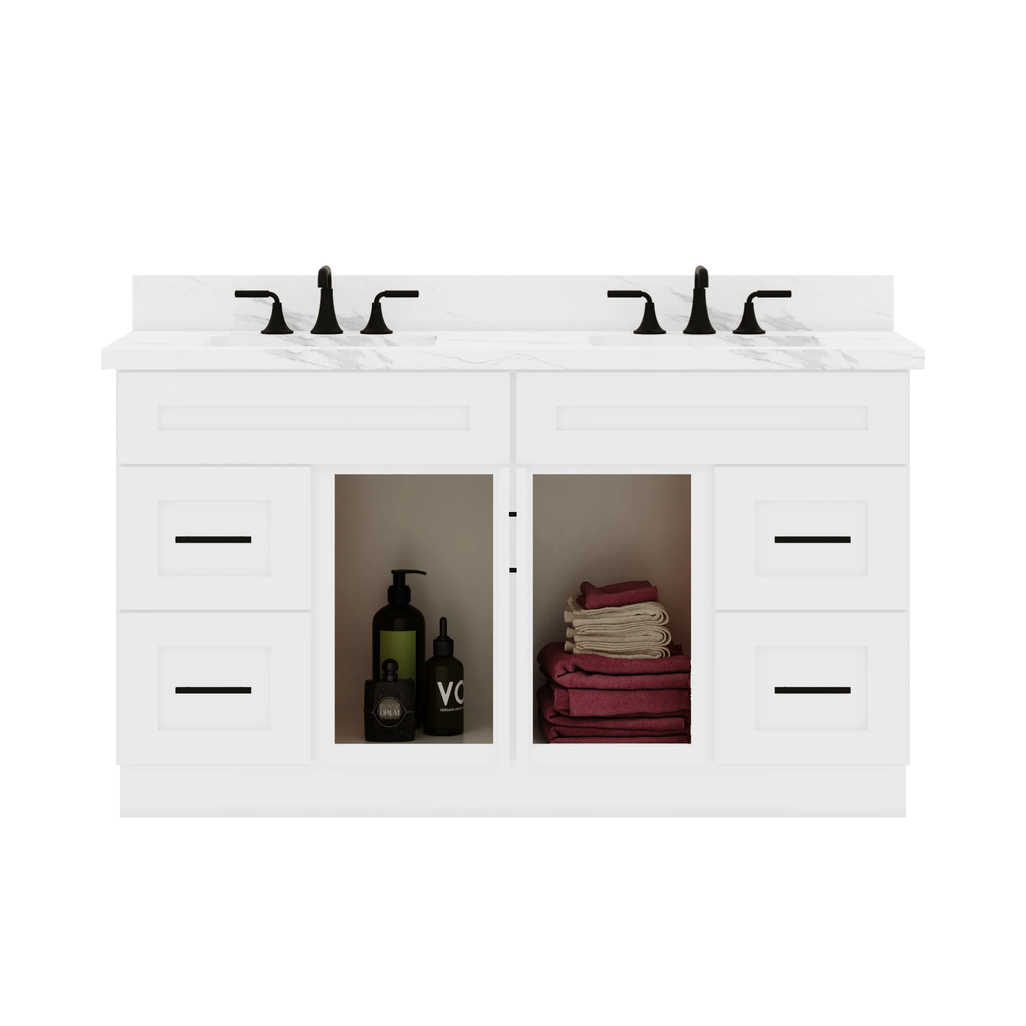 60"W x 21"D x 34.5"H Combo Double Vanity - Alpina White - Image 3