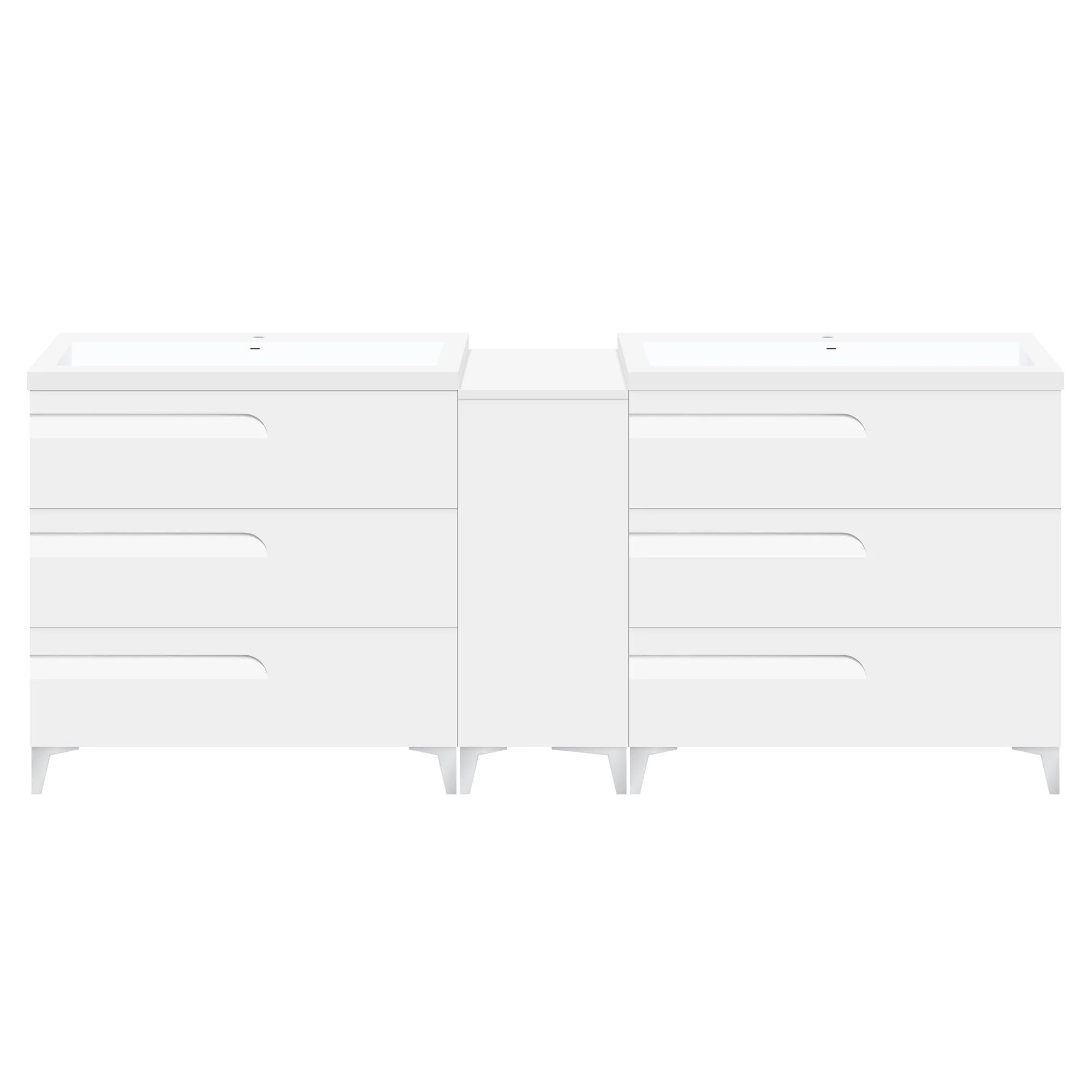 72" Freestanding Vanity Set in White Gloss with Two Square Sinks (LV7-C14B-72W) Style 7 - Image 2
