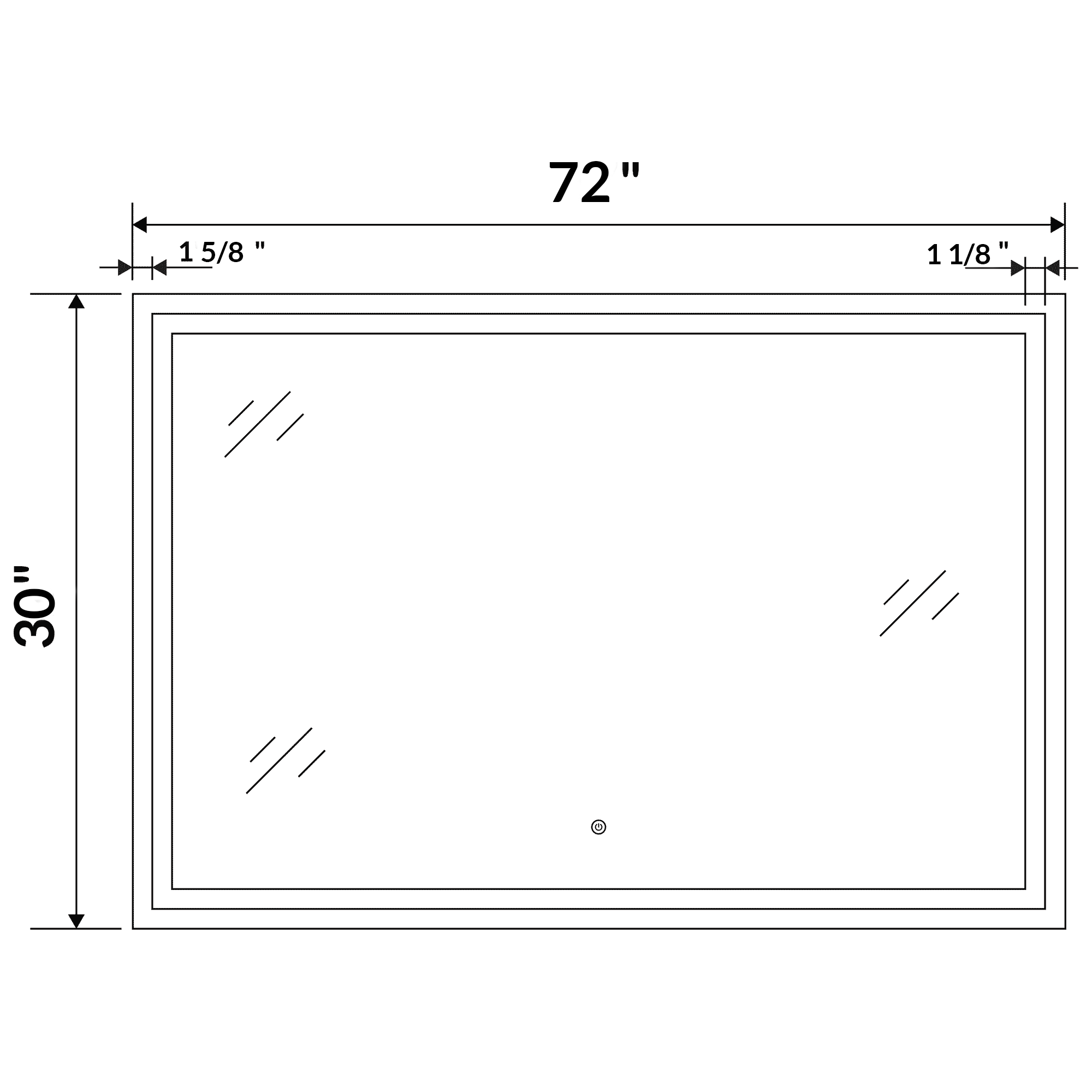 72 W x 30 H Modern Super White Front LED Frameless Mirror - Image 3