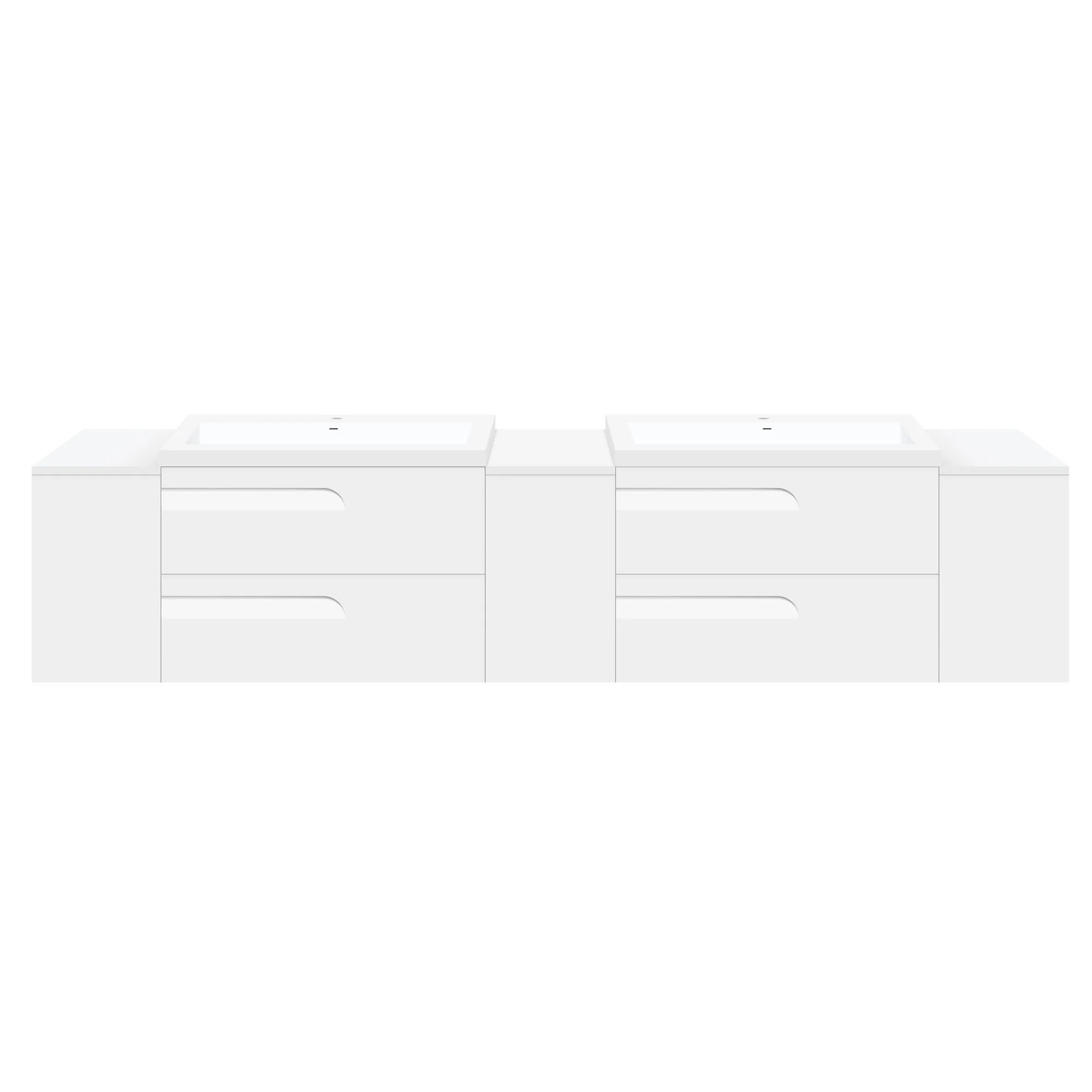 96" Freestanding Vanity Set in White Gloss with Two Square Sinks (LV7-C20W-96W) Style 7 - Image 2