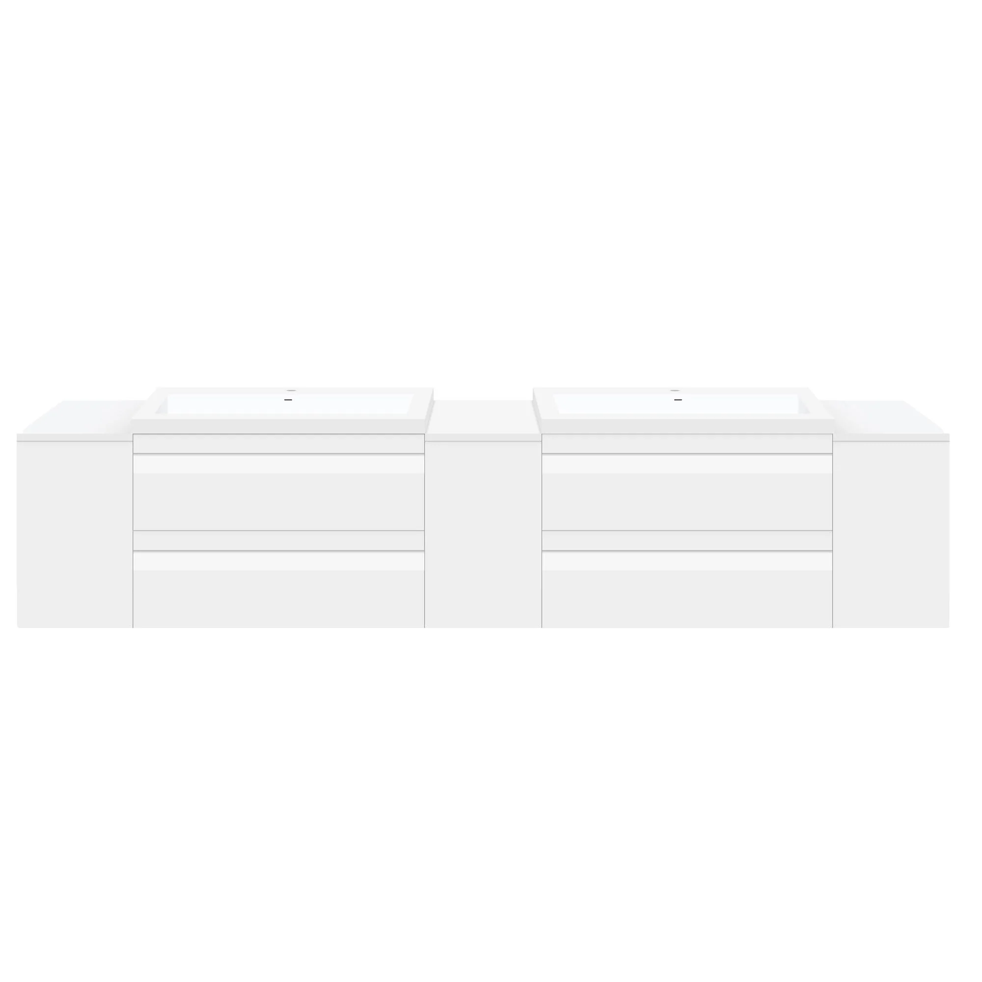 96" W Wall-Mount White Vanity Set with Two Sinks (LV8-C20W-96W) Style 8 - Image 2
