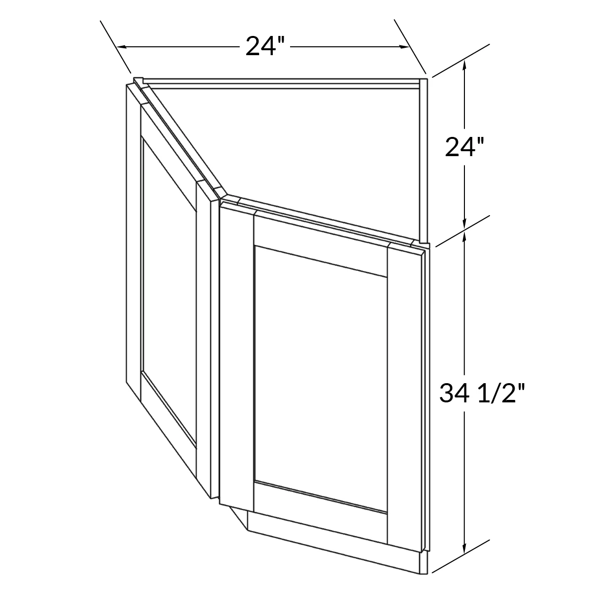 Base End Kitchen Cabinet BECF24 Milan Pearl 24 in. width 34.5 in. height 24 in. depth
