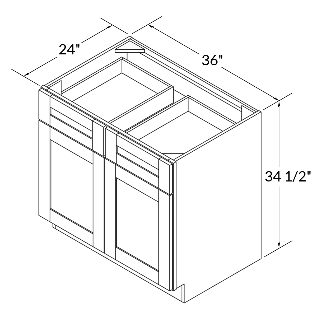 Base Kitchen Cabinet B36 Milan Pearl 36 in. width 34.5 in. height 24 in. depth