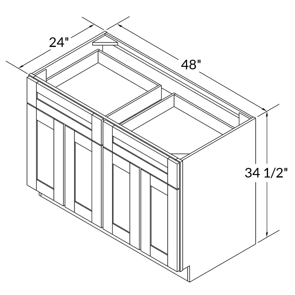 Base Kitchen Cabinet B48 Milan Pearl 48 in. width 34.5 in. height 24 in. depth