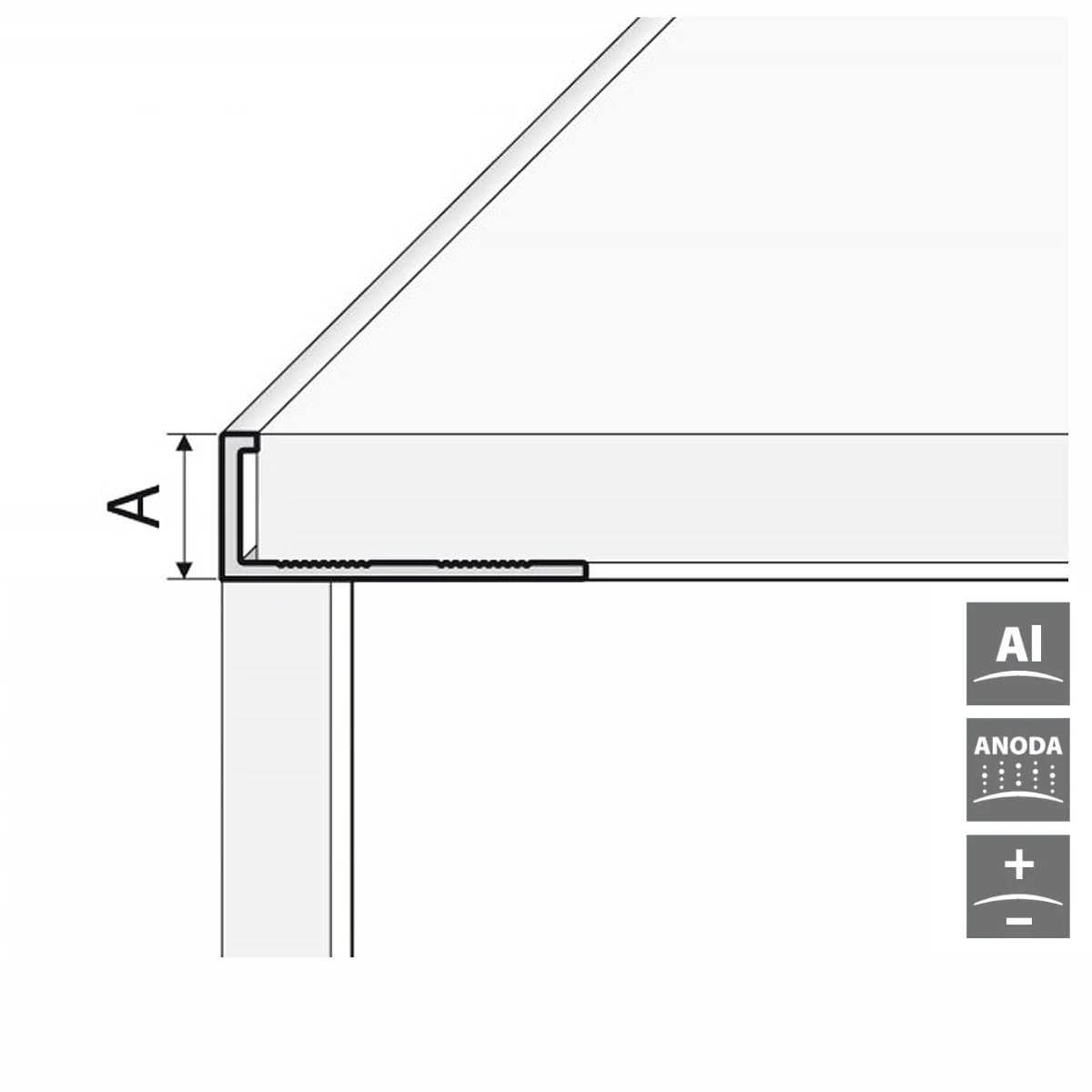 Brushed Nickel Edge Trim Jolly 3/8 in. by 8 ft. Aluminum L Angle Edging for Wall or Floor Tile - Image 2
