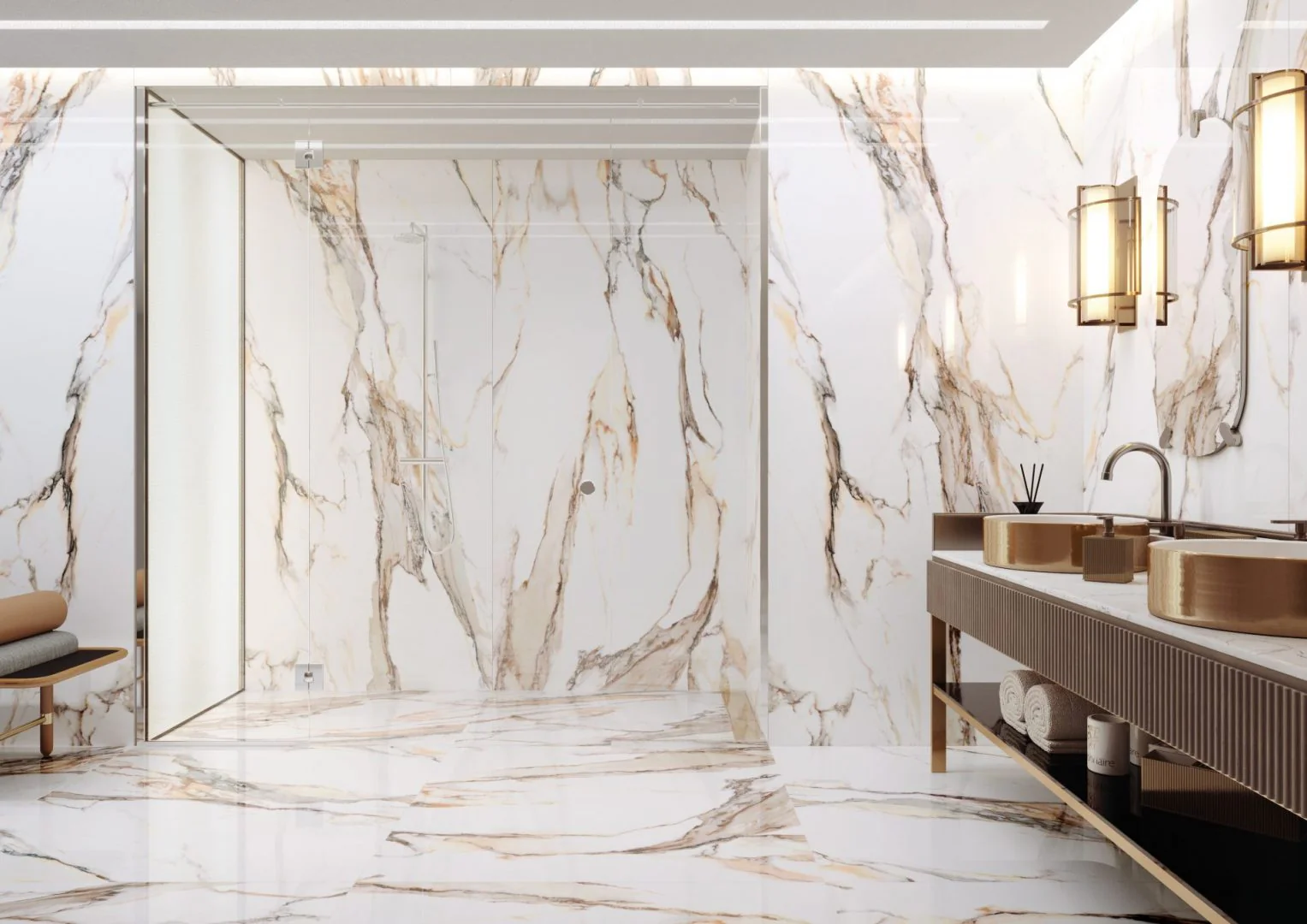 Calacatta Gold Tile 24x48 Polished Rectified Porcelain Floor and Wall for Interior or Exterior - Image 2