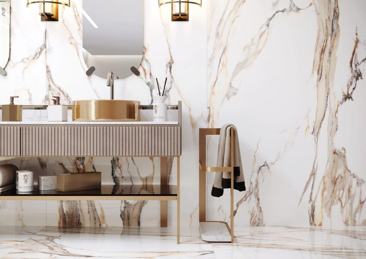 Calacatta Gold Tile 24x48 Polished Rectified Porcelain Floor and Wall for Interior or Exterior - Image 5