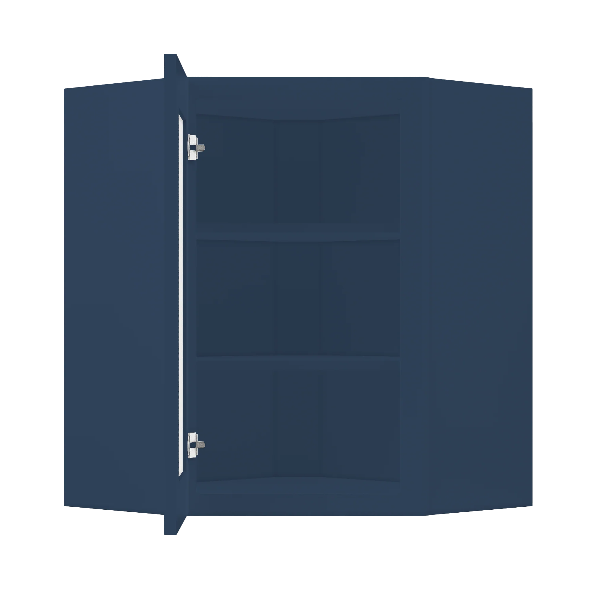 Frosted Glass Door Diagonal Corner Wall Kitchen Cabinet DCMD2430 Danbury Blue LessCare 24 in. width 30 in. height 12 in. depth - Image 5
