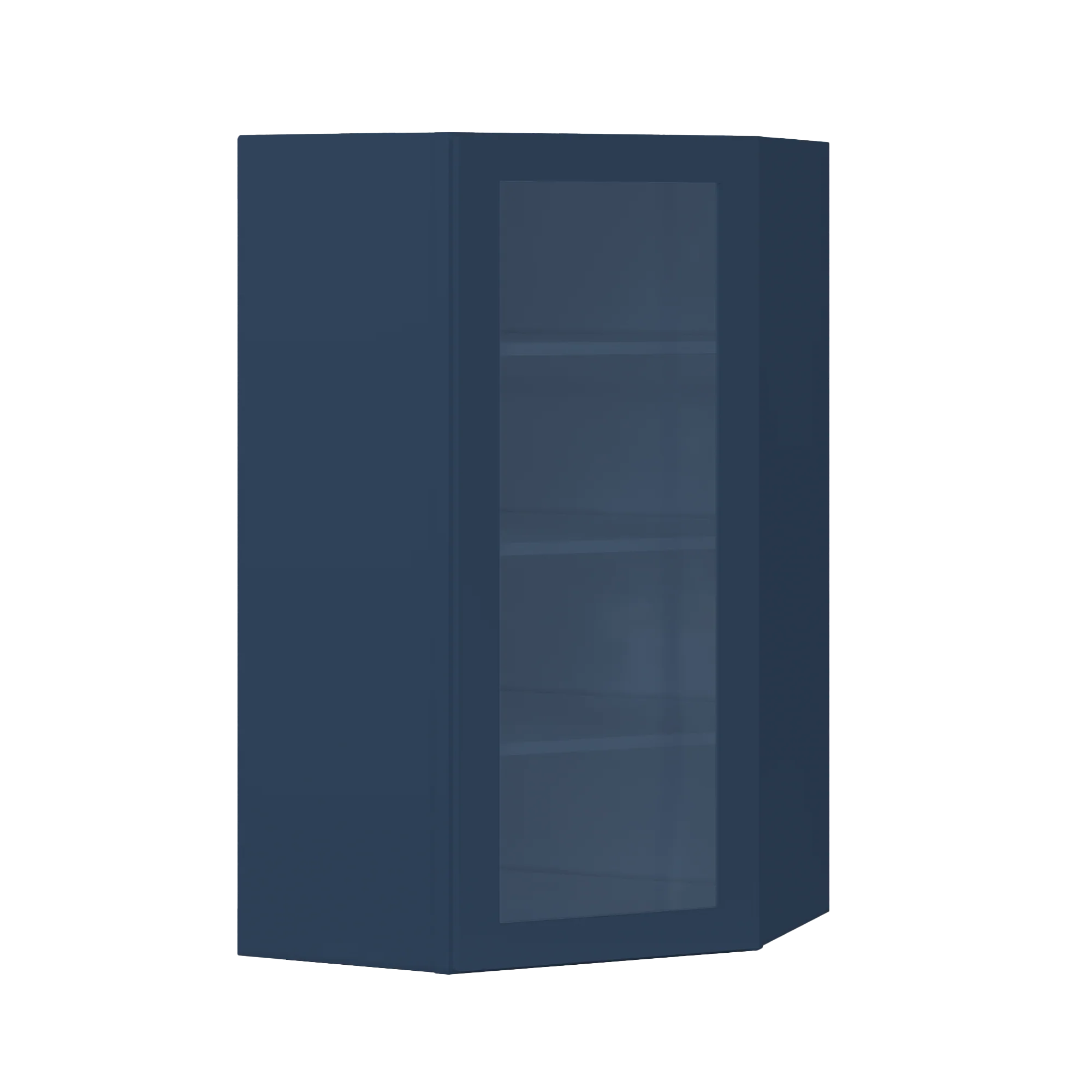 Frosted Glass Door Diagonal Corner Wall Kitchen Cabinet DCMD2442 Danbury Blue LessCare 24 in. width 42 in. height 12 in. depth - Image 2
