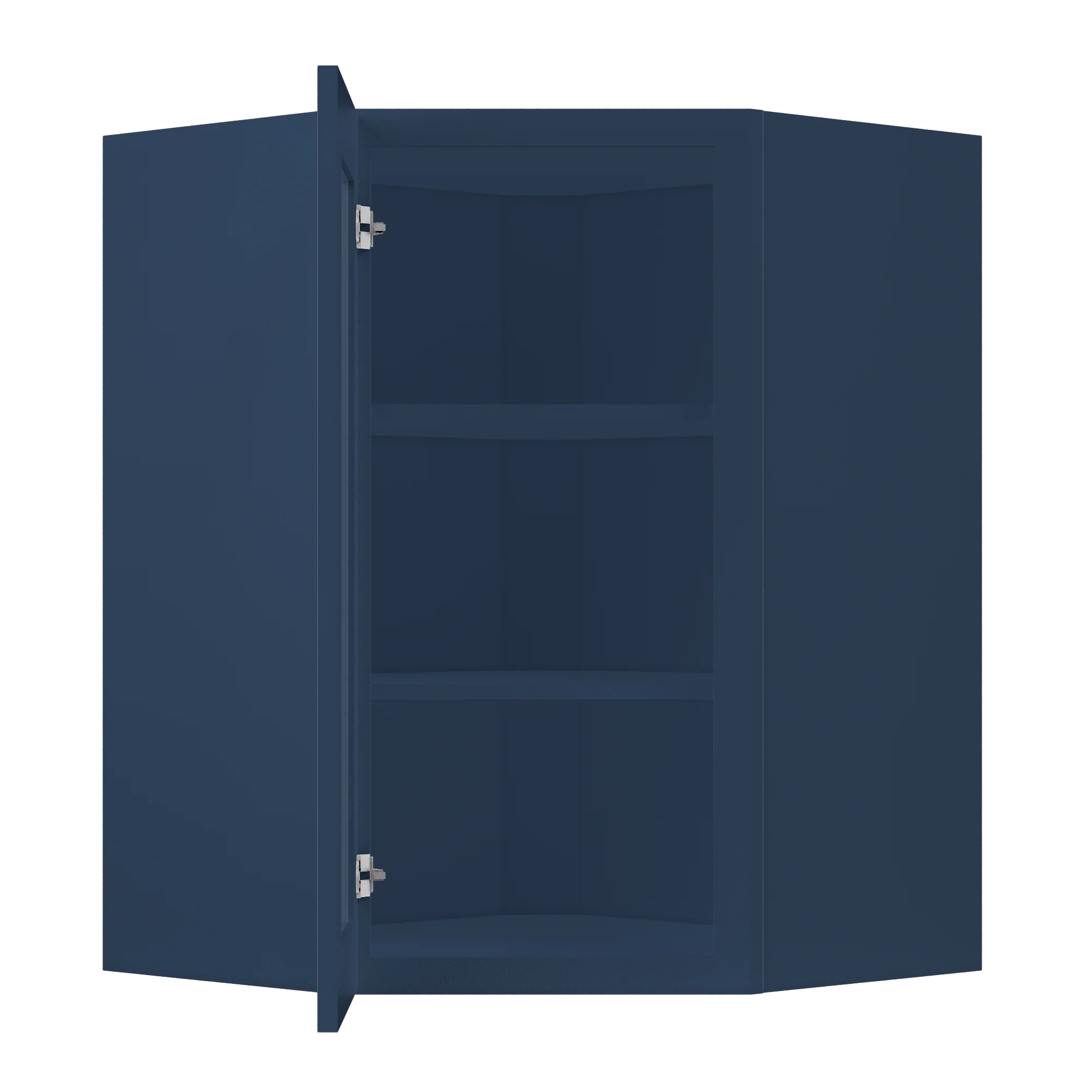 Frosted Glass Door Diagonal Corner Wall Kitchen Cabinet DCMD2736 Danbury Blue LessCare 27 in. width 36 in. height 15 in. depth - Image 5