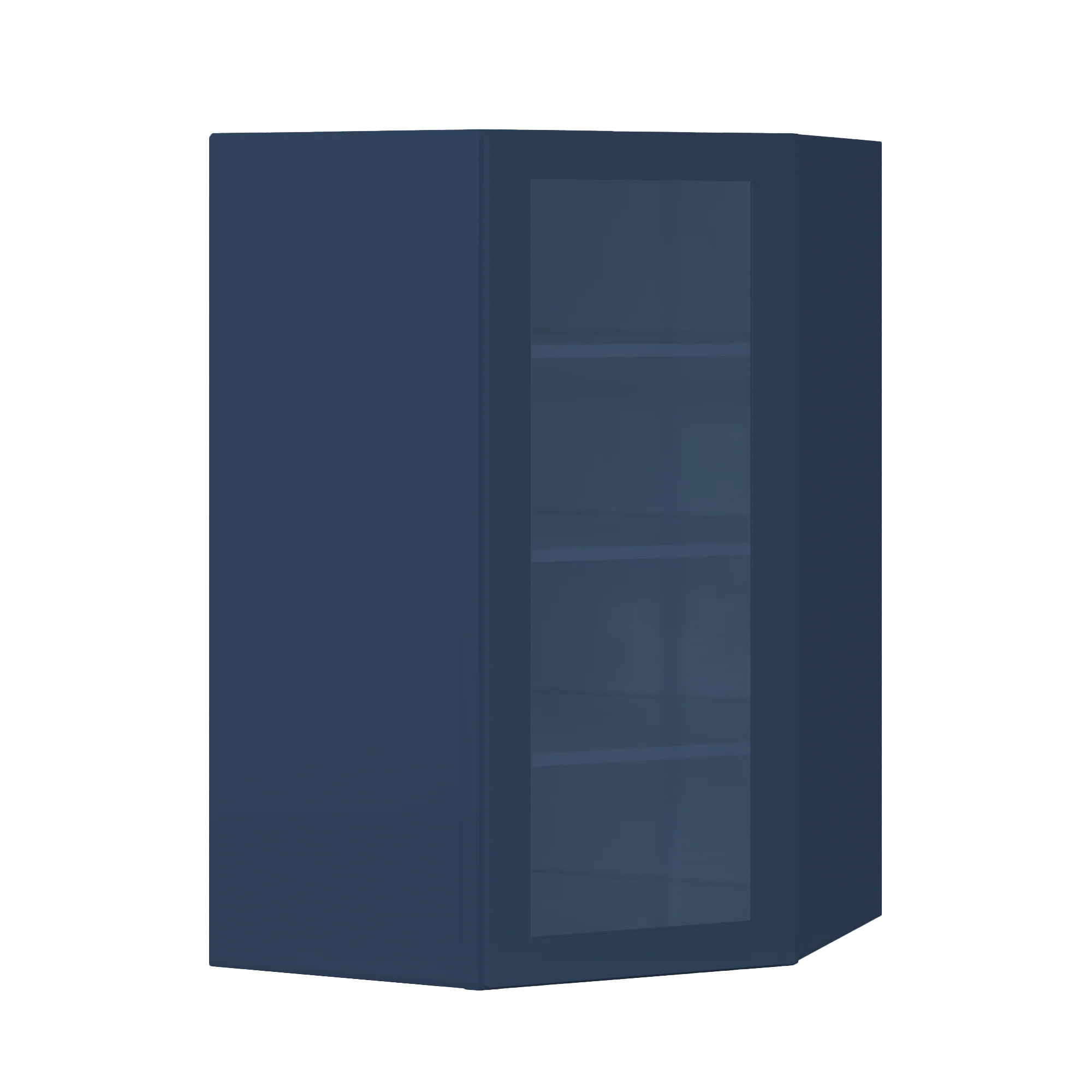 Frosted Glass Door Diagonal Corner Wall Kitchen Cabinet DCMD2742 Danbury Blue LessCare 27 in. width 42 in. height 15 in. depth - Image 2