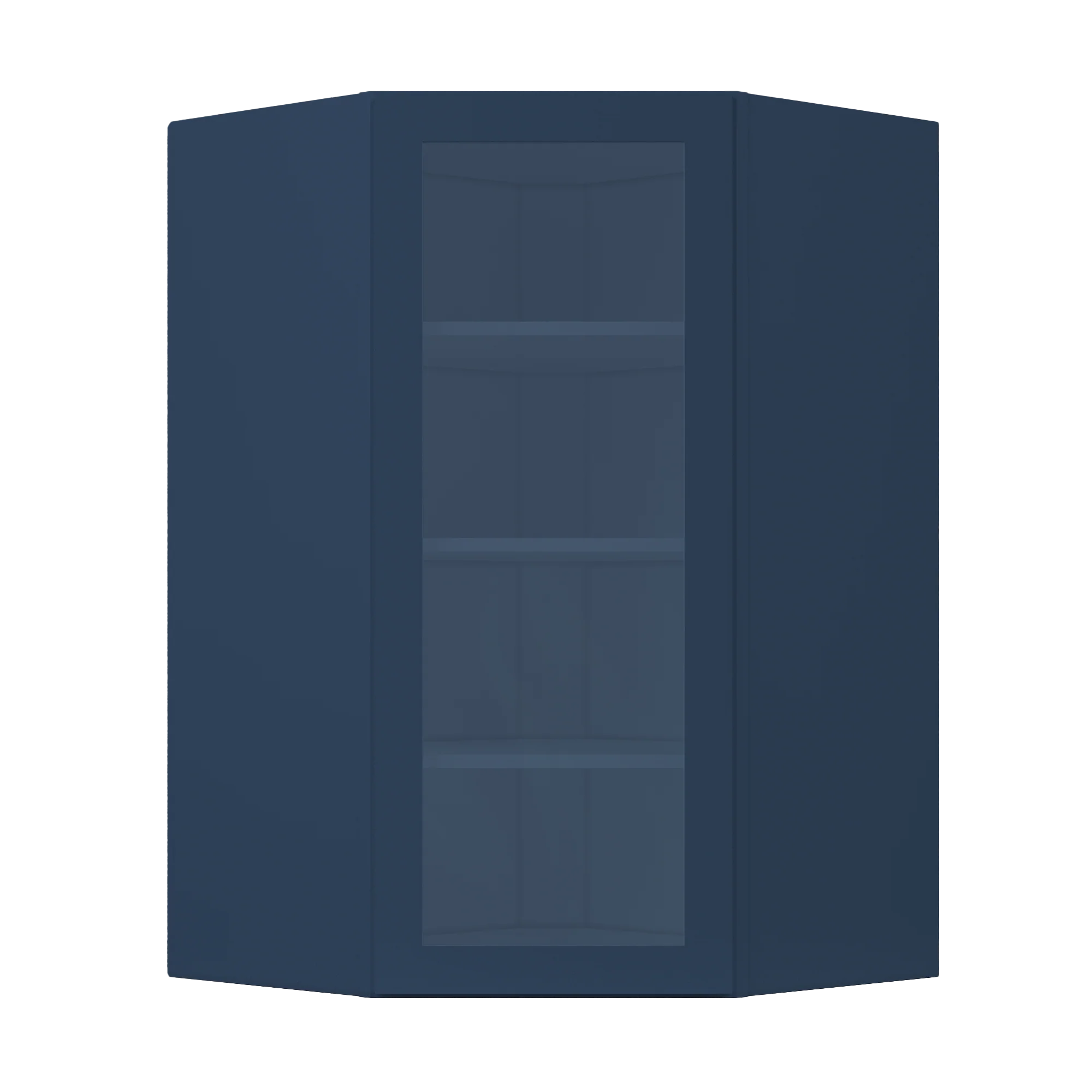 Frosted Glass Door Diagonal Corner Wall Kitchen Cabinet DCMD2742 Danbury Blue LessCare 27 in. width 42 in. height 15 in. depth - Image 3