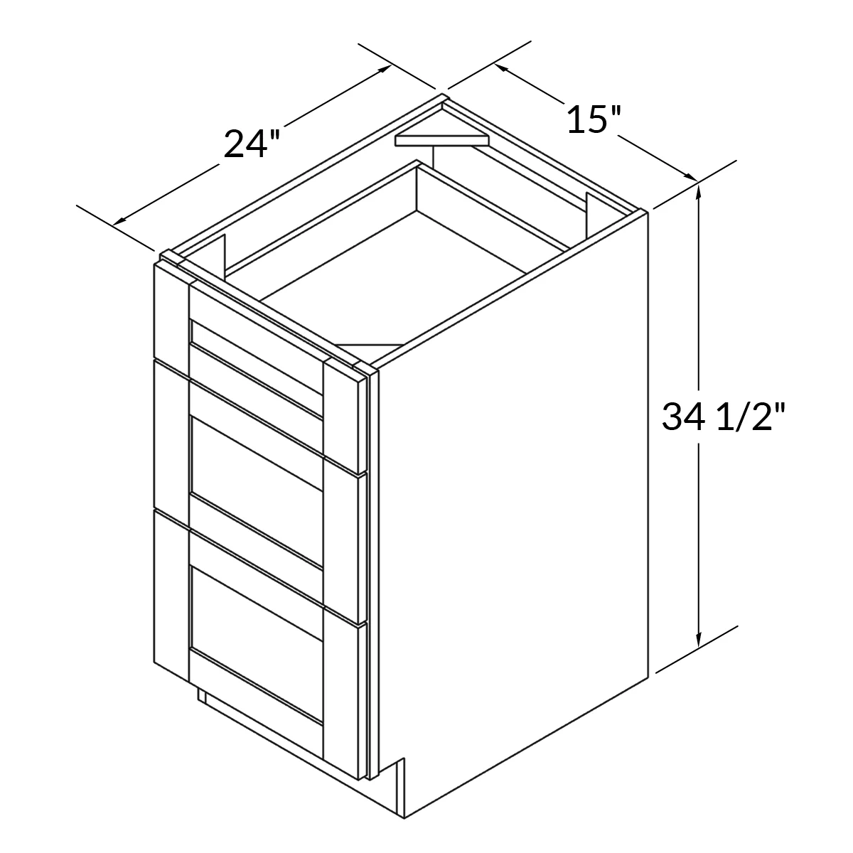 Drawer Base Kitchen Cabinet DB15 Milan Slate 15 in. width 34.5 in. height 24 in. depth